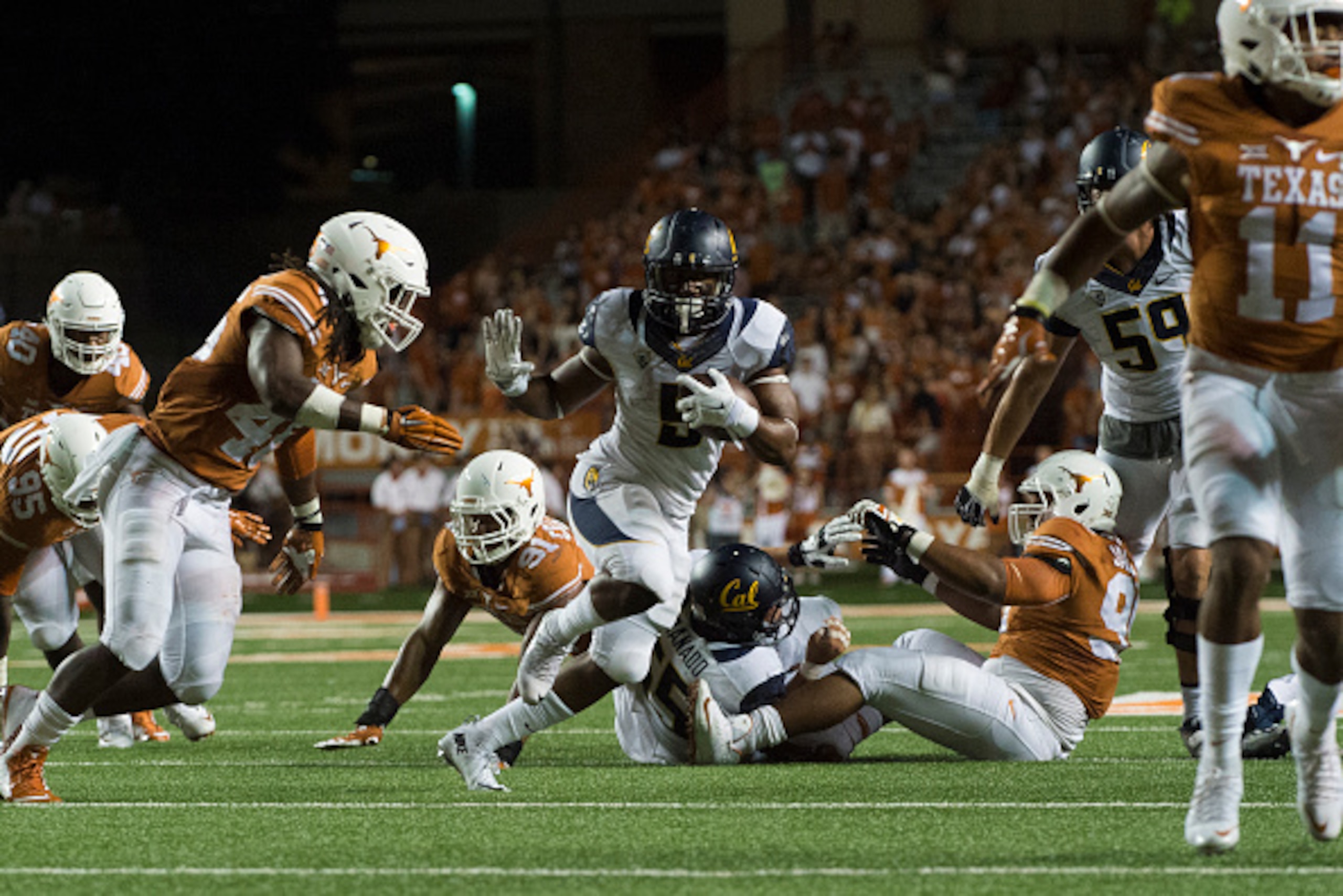 AUSTIN, TX - SEPTEMBER 19:  Tre Watson #5 of the California Golden Bears breaks free against the Texas Longhorns during the third quarter on September 19, 2015 at Darrell K Royal-Texas Memorial Stadium in Austin, Texas.  (Photo by Cooper Neill/Getty Image