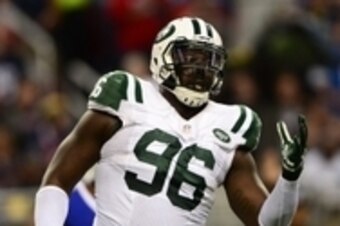 Nov 24, 2014; Detroit, MI, USA; New York Jets defensive end Muhammad Wilkerson (96) against the Buffalo Bills at Ford Field. Mandatory Credit: Andrew Weber-USA TODAY Sports