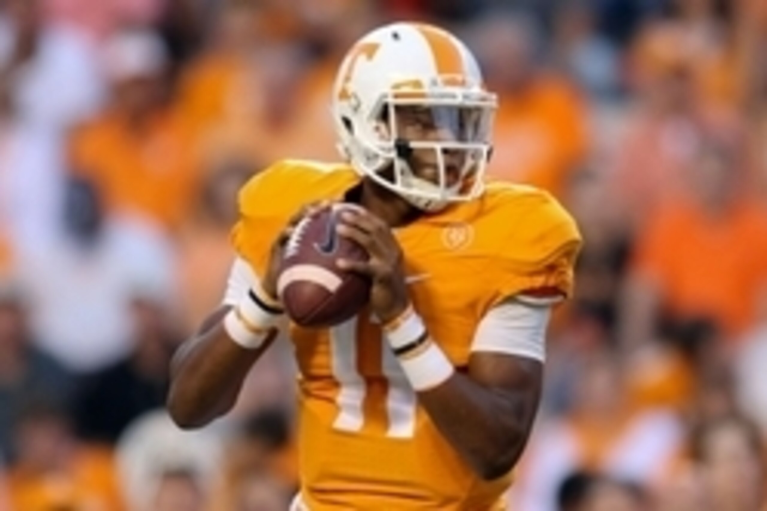 Sep 19, 2015; Knoxville, TN, USA; Tennessee Volunteers quarterback Joshua Dobbs (11) during the first quarter against the Western Carolina Catamounts at Neyland Stadium. Mandatory Credit: Randy Sartin-USA TODAY Sports