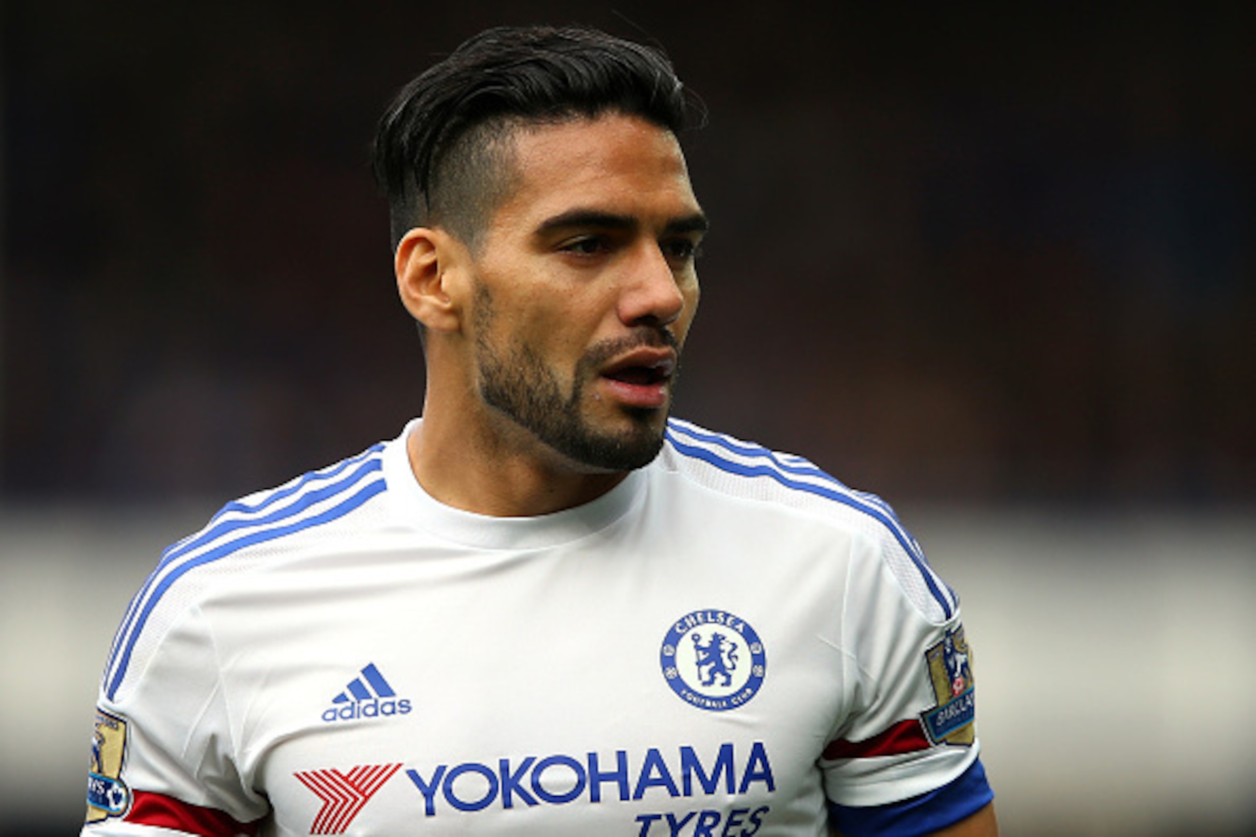 LIVERPOOL, ENGLAND - SEPTEMBER 12:  Radamel Falcao of Chelsea looks on during the Barclays Premier League match between Everton and Chelsea at Goodison Park on September 12, 2015 in Liverpool, United Kingdom.  (Photo by Alex Livesey/Getty Images)