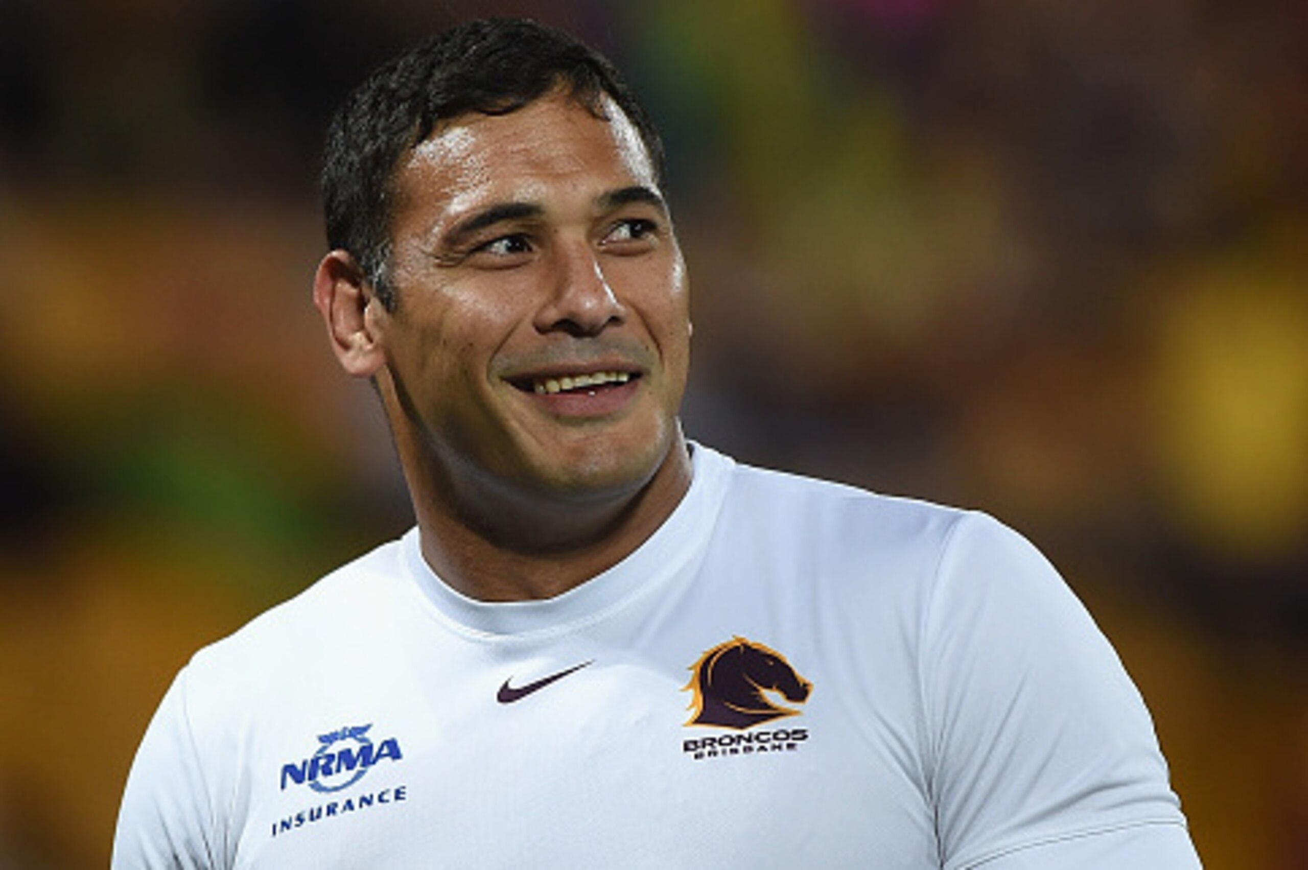 BRISBANE, AUSTRALIA - SEPTEMBER 12: Justin Hodges of the Broncos looks on before the NRL Qualifying Final match between the Brisbane Broncos and the North Queensland Cowboys at Suncorp Stadium on September 12, 2015 in Brisbane, Australia.  (Photo by Matt 
