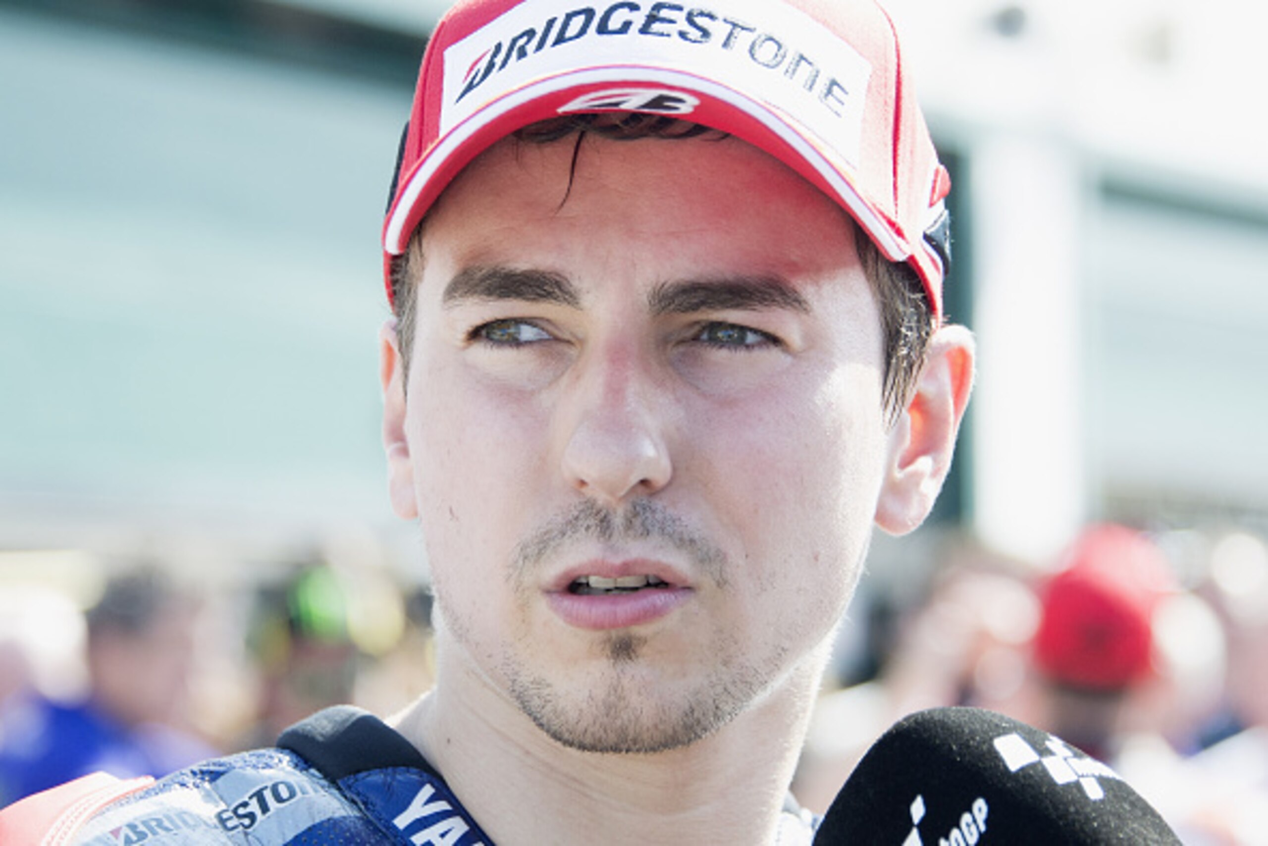 MISANO ADRIATICO, ITALY - SEPTEMBER 12:  Jorge Lorenzo of Spain and Movistar Yamaha MotoGP speaks with jounalists at the end of the qualifying practice during the MotoGP of San Marino - Qualifying at Misano World Circuit on September 12, 2015 in Misano Ad