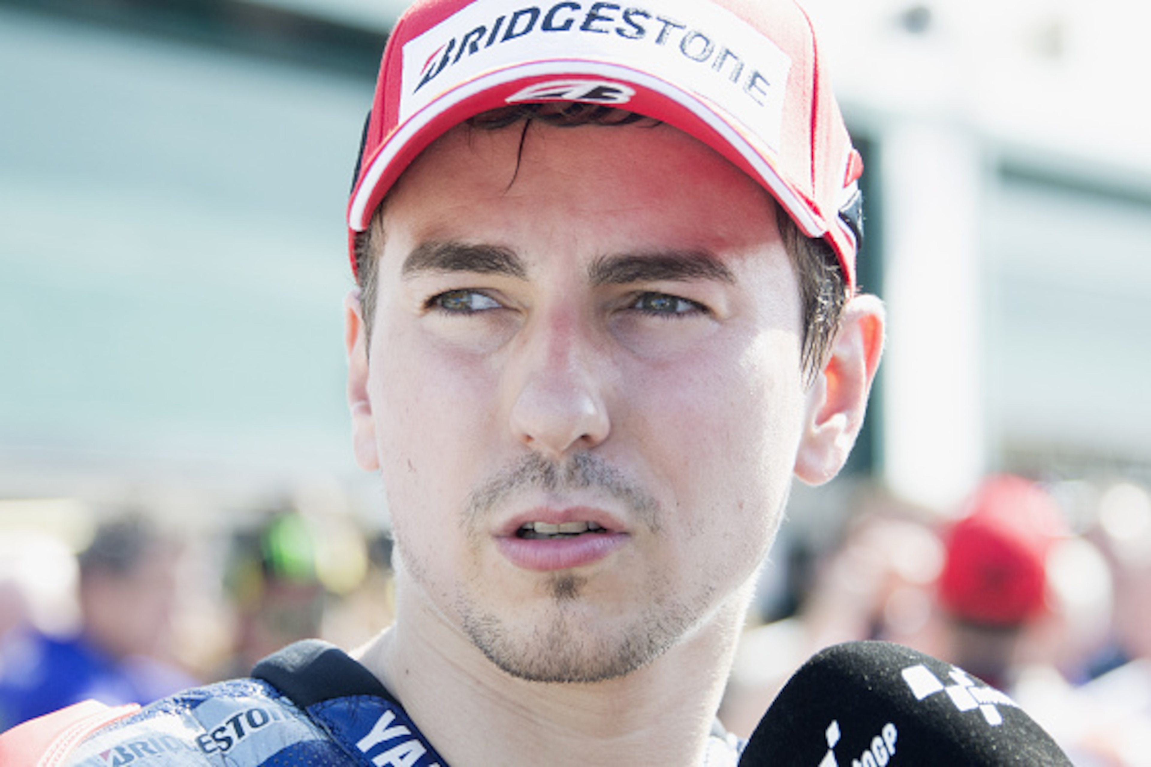 MISANO ADRIATICO, ITALY - SEPTEMBER 12:  Jorge Lorenzo of Spain and Movistar Yamaha MotoGP speaks with jounalists at the end of the qualifying practice during the MotoGP of San Marino - Qualifying at Misano World Circuit on September 12, 2015 in Misano Ad