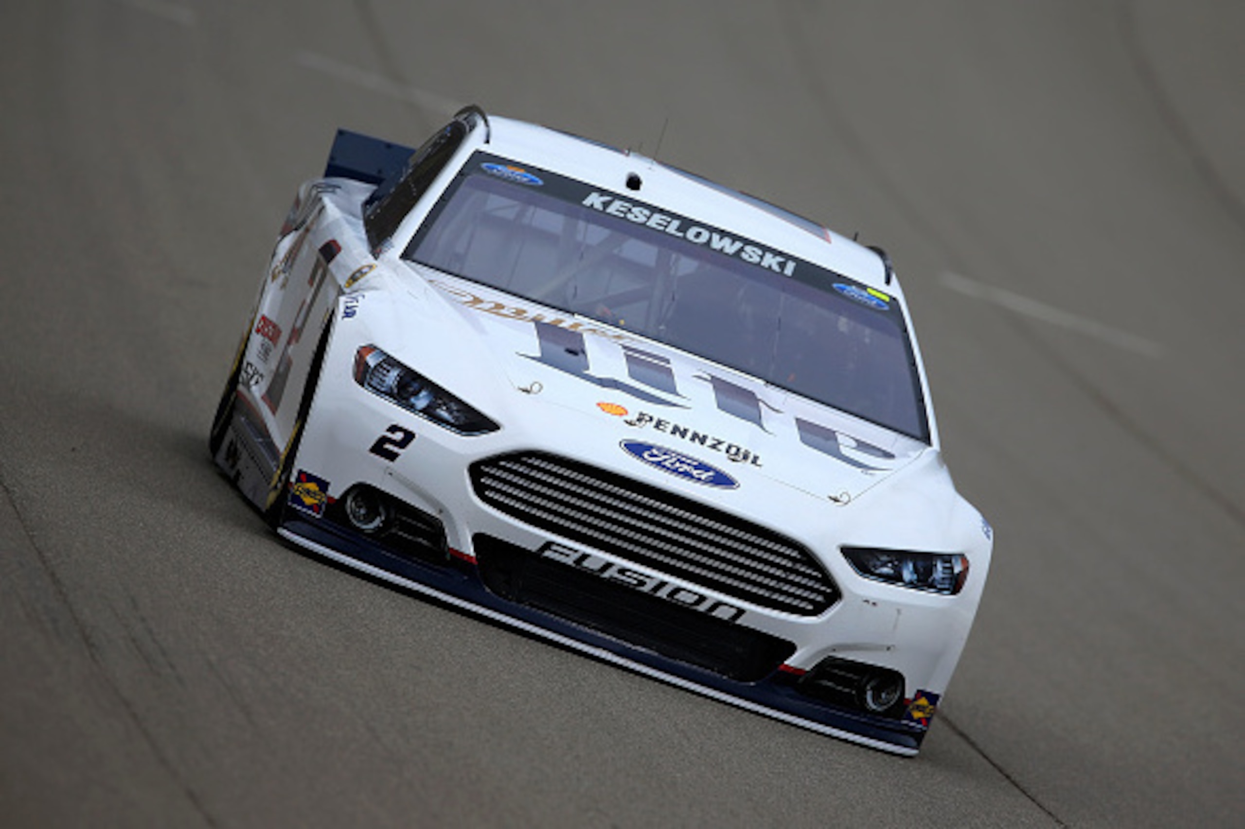 BROOKLYN, MI - JUNE 12:  Brad Keselowski, driver of the #2 Miller Lite Ford, practices for the NASCAR Sprint Cup Series Quicken Loans 400 at Michigan International Speedway on June 12, 2015 in Brooklyn, Michigan.  (Photo by Chris Trotman/Getty Images)