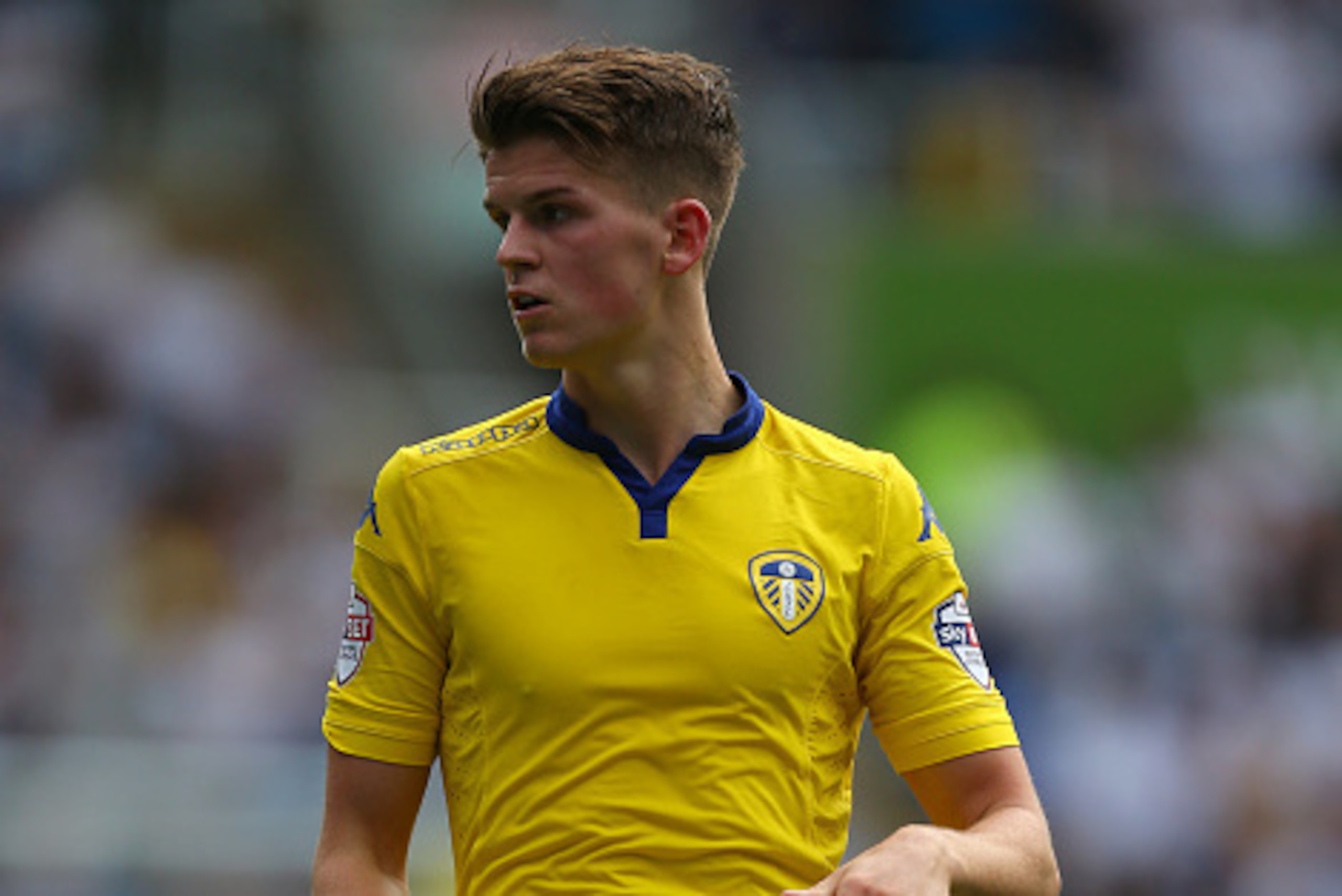 READING, ENGLAND - AUGUST 16:  Sam Byram of Leeds United during the Sky Bet Football League Championship between Reading and Leeds United at Madejski Stadium on August 16, 2015 in Reading, England.  (Photo by Catherine Ivill - AMA/Getty Images)