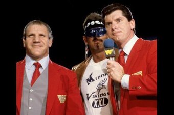 Bruno Sammartino and Jesse Ventura join Vince McMahon on commentary.