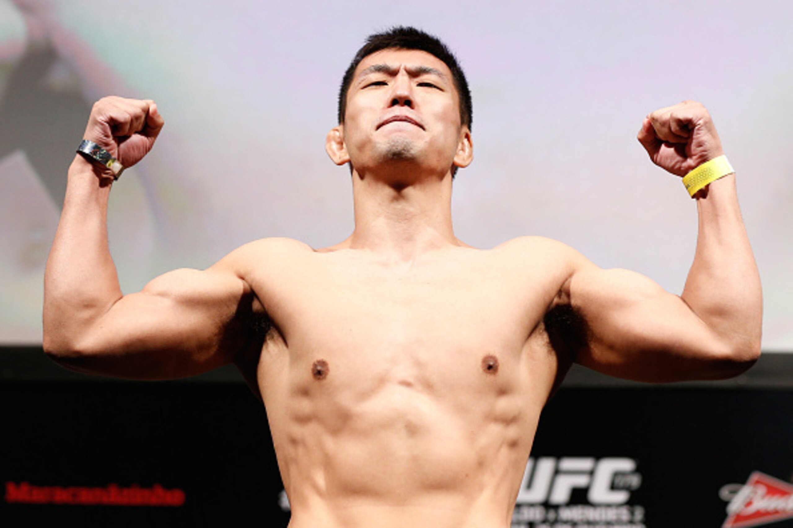 RIO DE JANEIRO, BRAZIL - OCTOBER 24:  Naoyuki Kotani of Japan weighs in during the UFC 179 weigh-in at the MaracanÃ£zinho Gymnasium on October 24, 2014 in Rio de Janeiro, Brazil. (Photo by Josh Hedges/Zuffa LLC/Zuffa LLC via Getty Images)