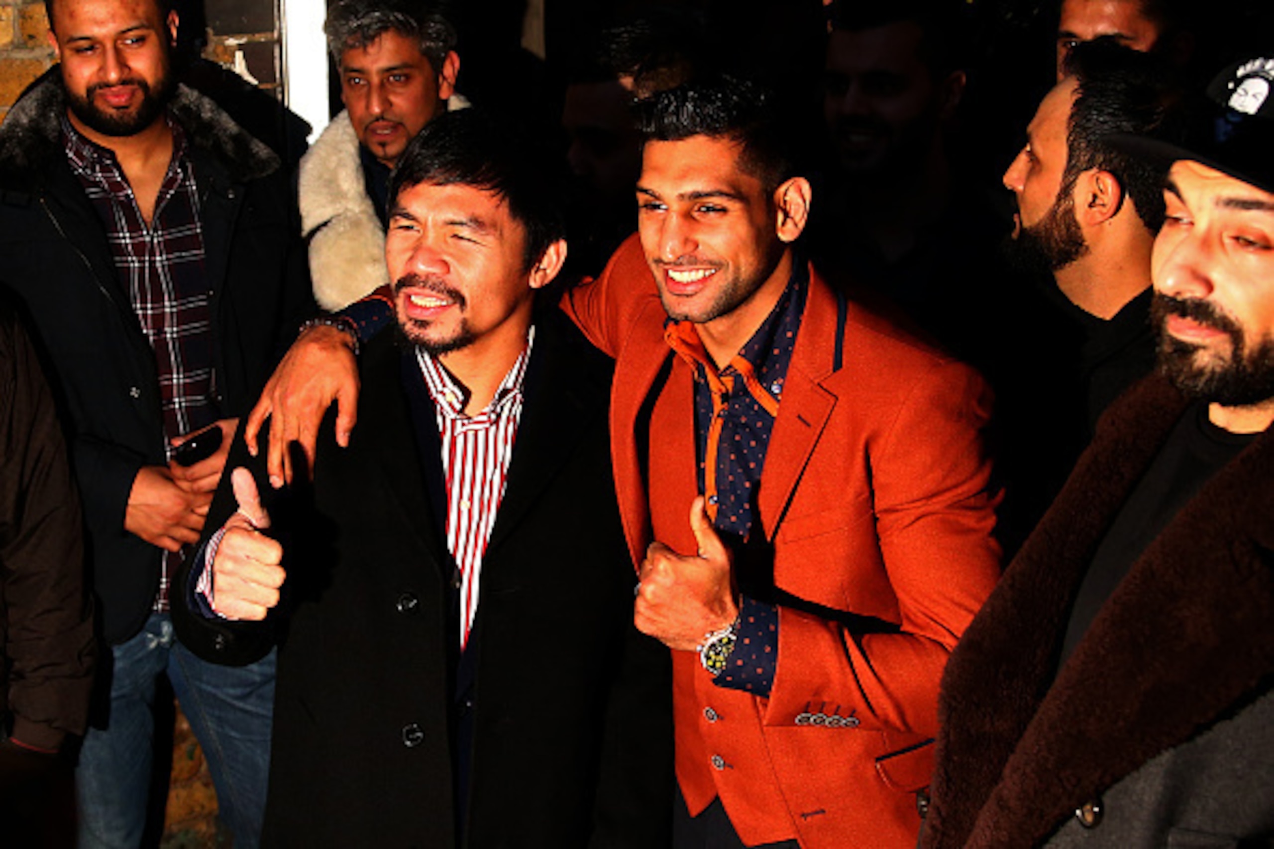 LONDON, ENGLAND - JANUARY 23: Manny Pacquiao and Amir Khan pose after holding discussions about the possibility of a future fight, at Fitzroy Lodge Amateur Boxing Club on January 23, 2015 in London, England. (Photo by Dan Istitene/Getty Images) LONDON, ENGLAND - JANUARY 23: Manny Pacquiao and Amir Khan pose after holding discussions about the possibility of a future fight, at Fitzroy Lodge Amateur Boxing Club on January 23, 2015 in London, England. (Photo by Dan Istitene/Getty Images)