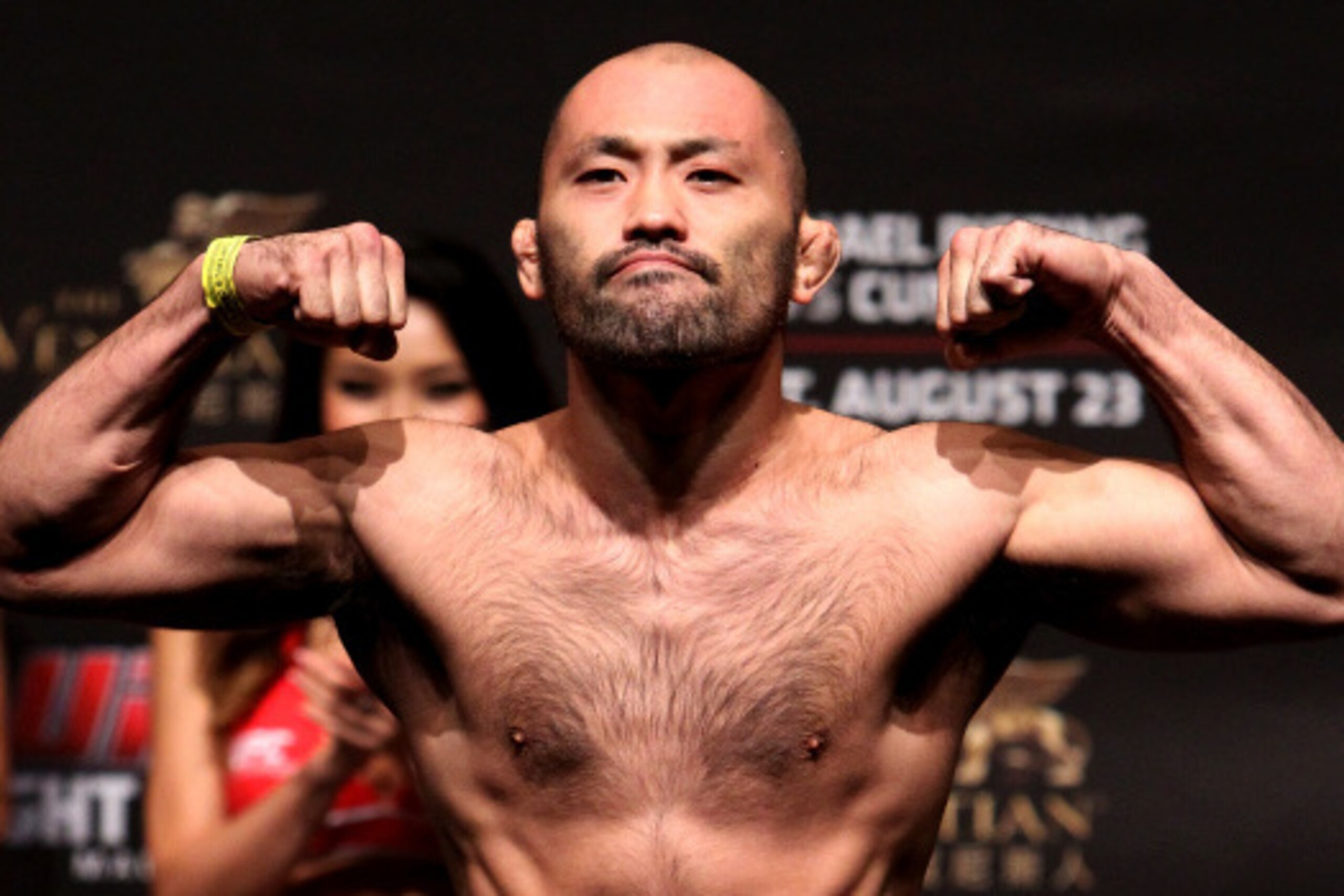 MACAU - AUGUST 22:  Shinsho Anzai during the UFC weigh-in event at the Venetian Macau on August 22, 2014 in Macau, Macau.. (Photo by Mitch Viquez/Zuffa LLC/Zuffa LLC via Getty Images)