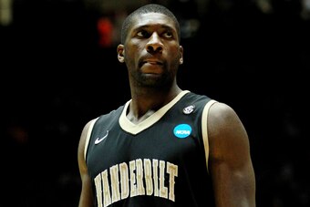ALBUQUERQUE, NM - MARCH 17:  Festus Ezeli #3 of the Vanderbilt Commodores reacts in the second half of the game against the Wisconsin Badgers during the third round of the 2012 NCAA Men's Basketball Tournament at The Pit on March 17, 2012 in Albuquerque,