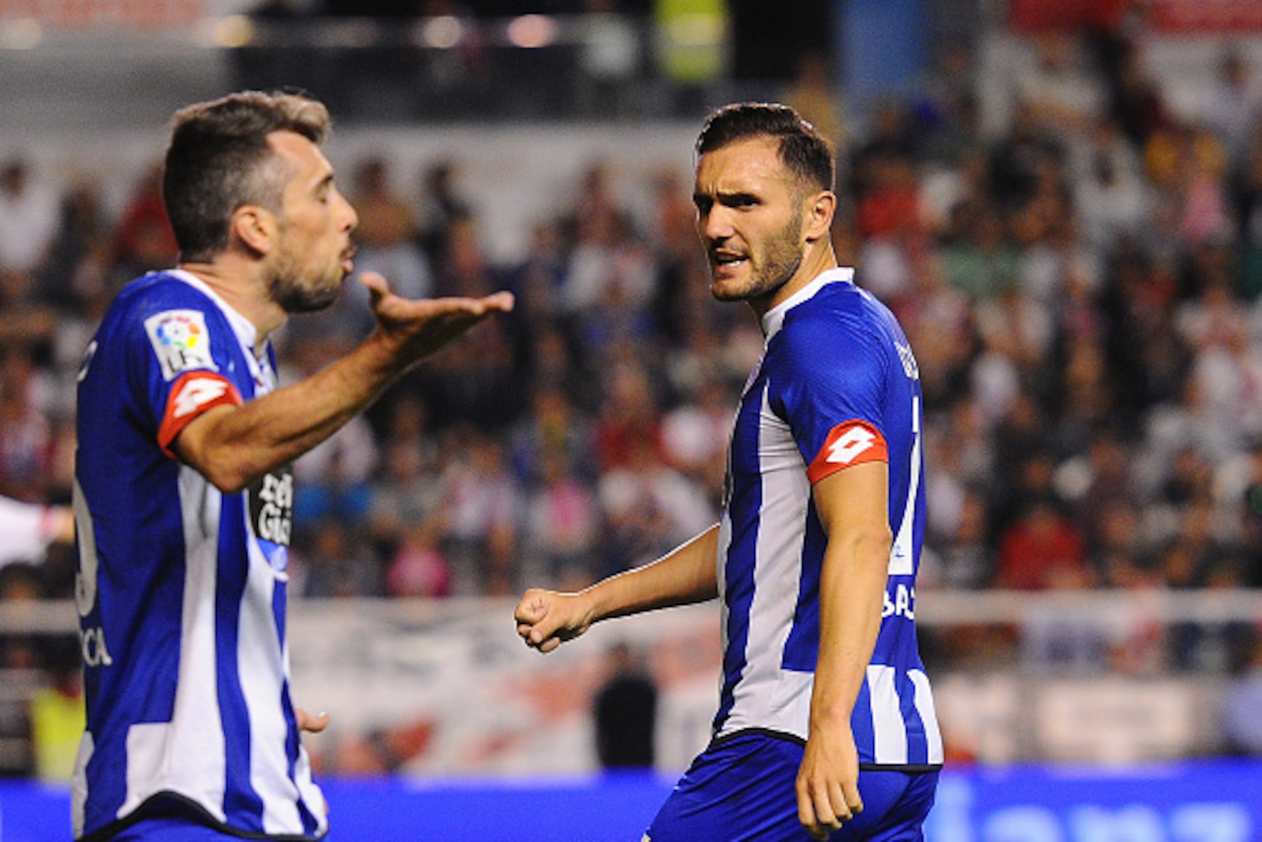 MADRID, SPAIN - SEPTEMBER 14:  Lucas Perez of RC Deportivo la Coruna reacts during the La Liga match between Rayo Vallecano and RC Deportivo La Coruna at Estadio Teresa Rivero on September 14, 2015 in Madrid, Spain.  (Photo by Denis Doyle/Getty Images)
