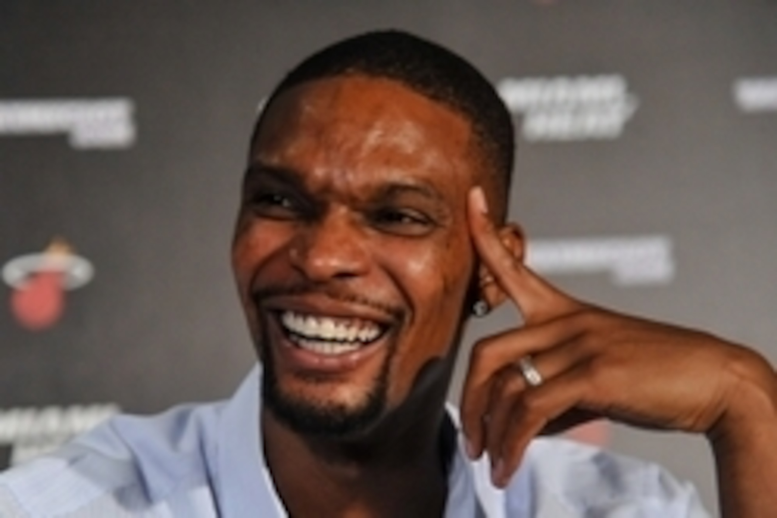 Sep 24, 2015; Miami, FL, USA; Miami Heat center Chris Bosh address members of the media during a press conference at the American Airlines Arena. Mandatory Credit: Steve Mitchell-USA TODAY Sports