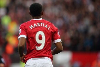 MANCHESTER, ENGLAND - SEPTEMBER 12:  Anthony Martial of Manchester United on his debut during the Barclays Premier League match between Manchester United and Liverpool on September 12, 2015 in Manchester, United Kingdom.  (Photo by Matthew Ashton - AMA/Ge