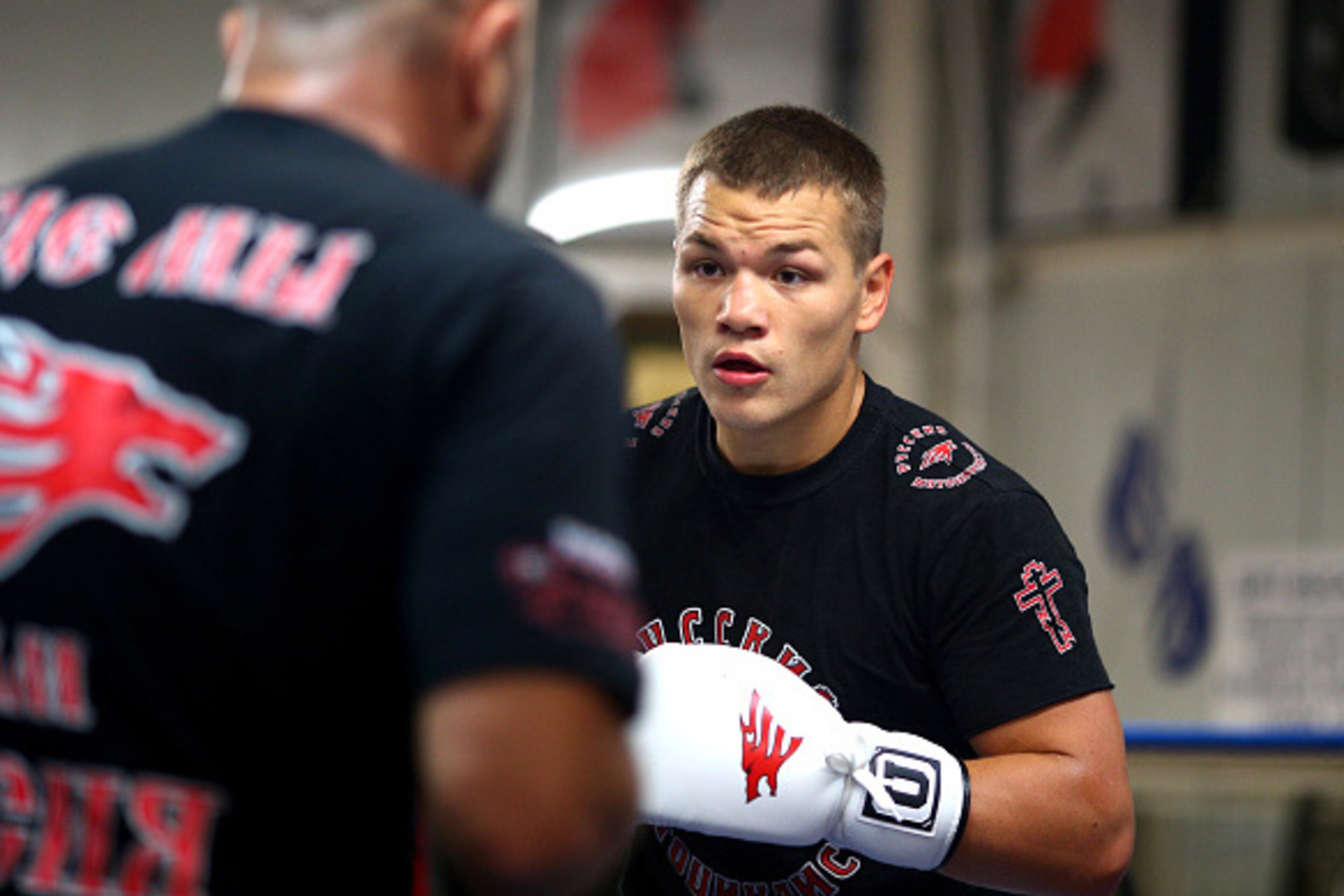 LONDON, ENGLAND - SEPTEMBER 22: Fedor Chudinov of Russia spars during the Fedor Chudinov v Frank Buglioni Media Work Out at Peacock Gym on September 22, 2015 in London, United Kingdom.  (Photo by Charlie Crowhurst/Getty Images)