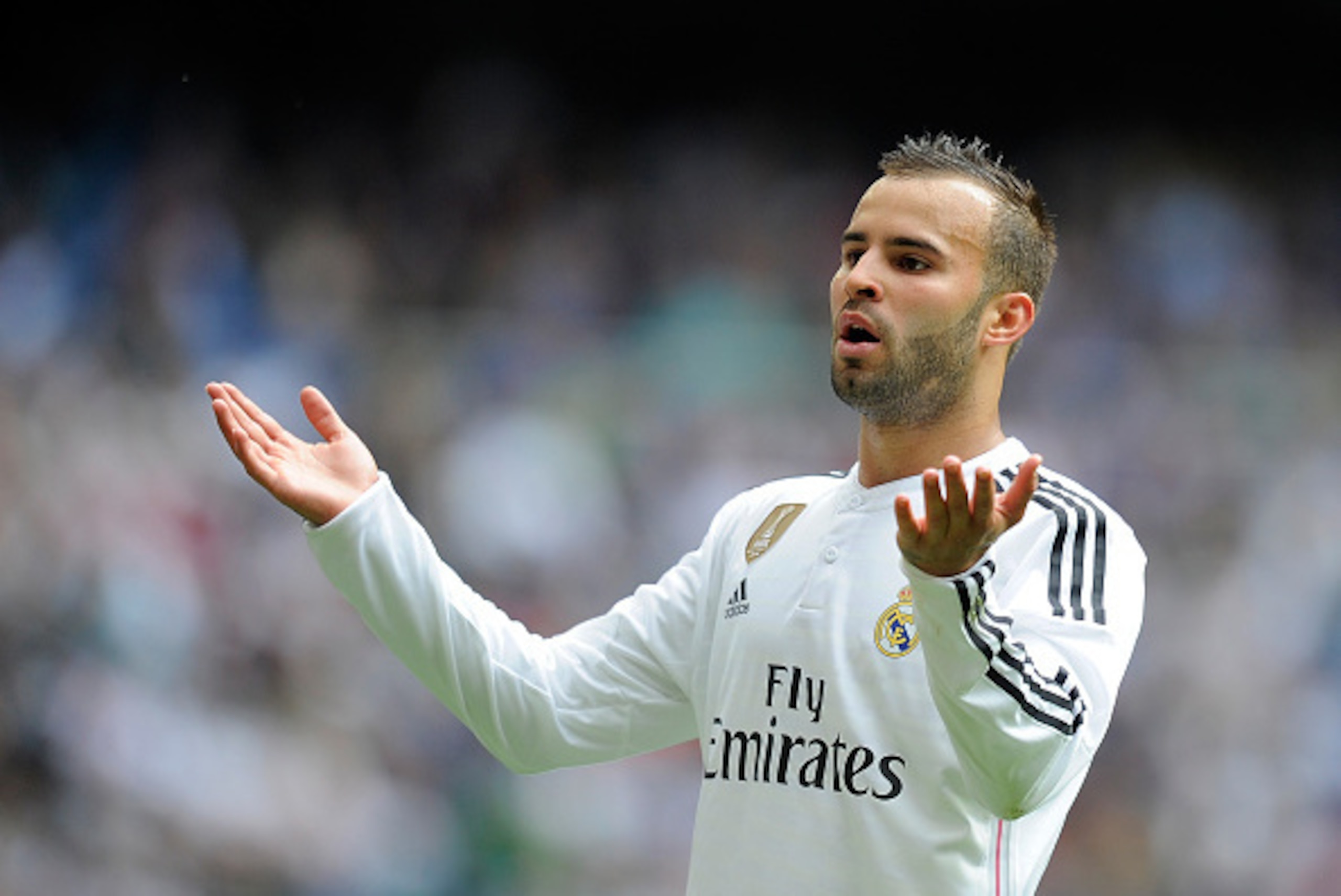 MADRID, SPAIN - APRIL 11: Jese Rodriguez of Real Madrid questions the linesman's call during the La Liga match between Real Madrid and Eibar at Estadio Santiago Bernabeu on April 11, 2015 in Madrid, Spain. (Photo by Denis Doyle/Getty Images) MADRID, SPAIN - APRIL 11: Jese Rodriguez of Real Madrid questions the linesman's call during the La Liga match between Real Madrid and Eibar at Estadio Santiago Bernabeu on April 11, 2015 in Madrid, Spain. (Photo by Denis Doyle/Getty Images)