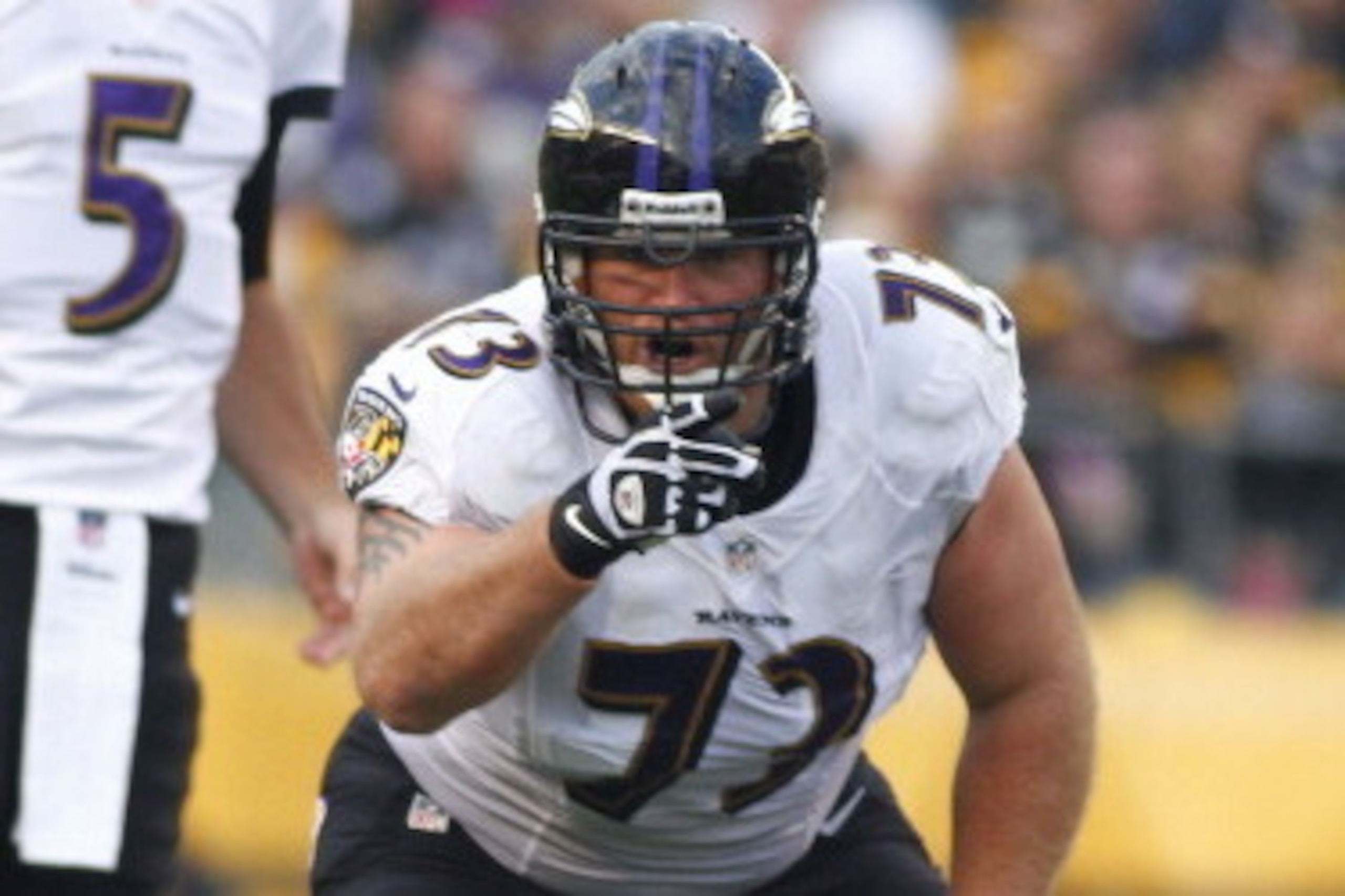 PITTSBURGH, PA - OCTOBER 20:  Marshal Yanda #73 of the Baltimore Ravens plays against the Pittsburgh Steelers during the game on October 20, 2013 at Heinz Field in Pittsburgh, Pennsylvania.  (Photo by Justin K. Aller/Getty Images)