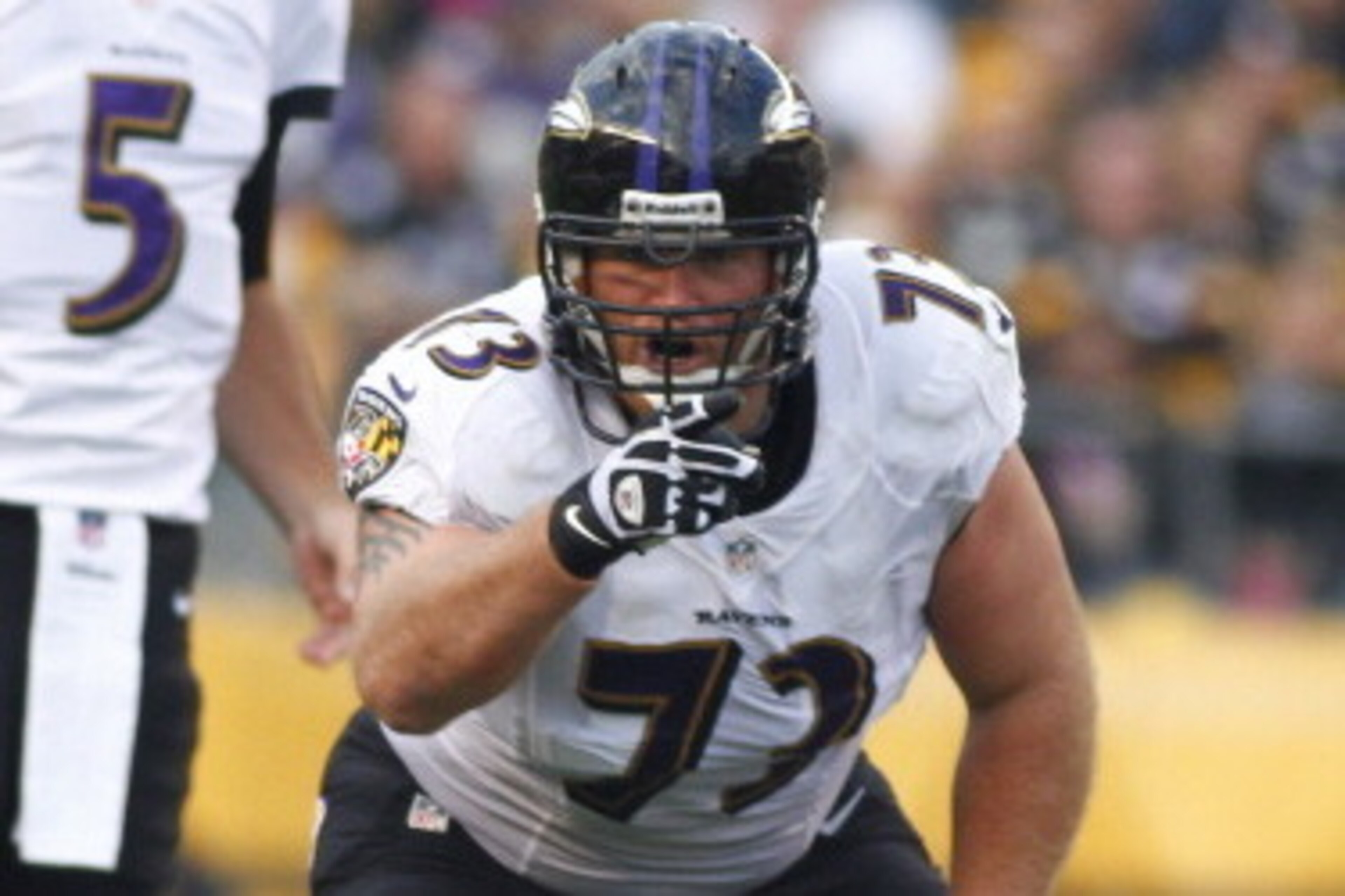PITTSBURGH, PA - OCTOBER 20:  Marshal Yanda #73 of the Baltimore Ravens plays against the Pittsburgh Steelers during the game on October 20, 2013 at Heinz Field in Pittsburgh, Pennsylvania.  (Photo by Justin K. Aller/Getty Images)