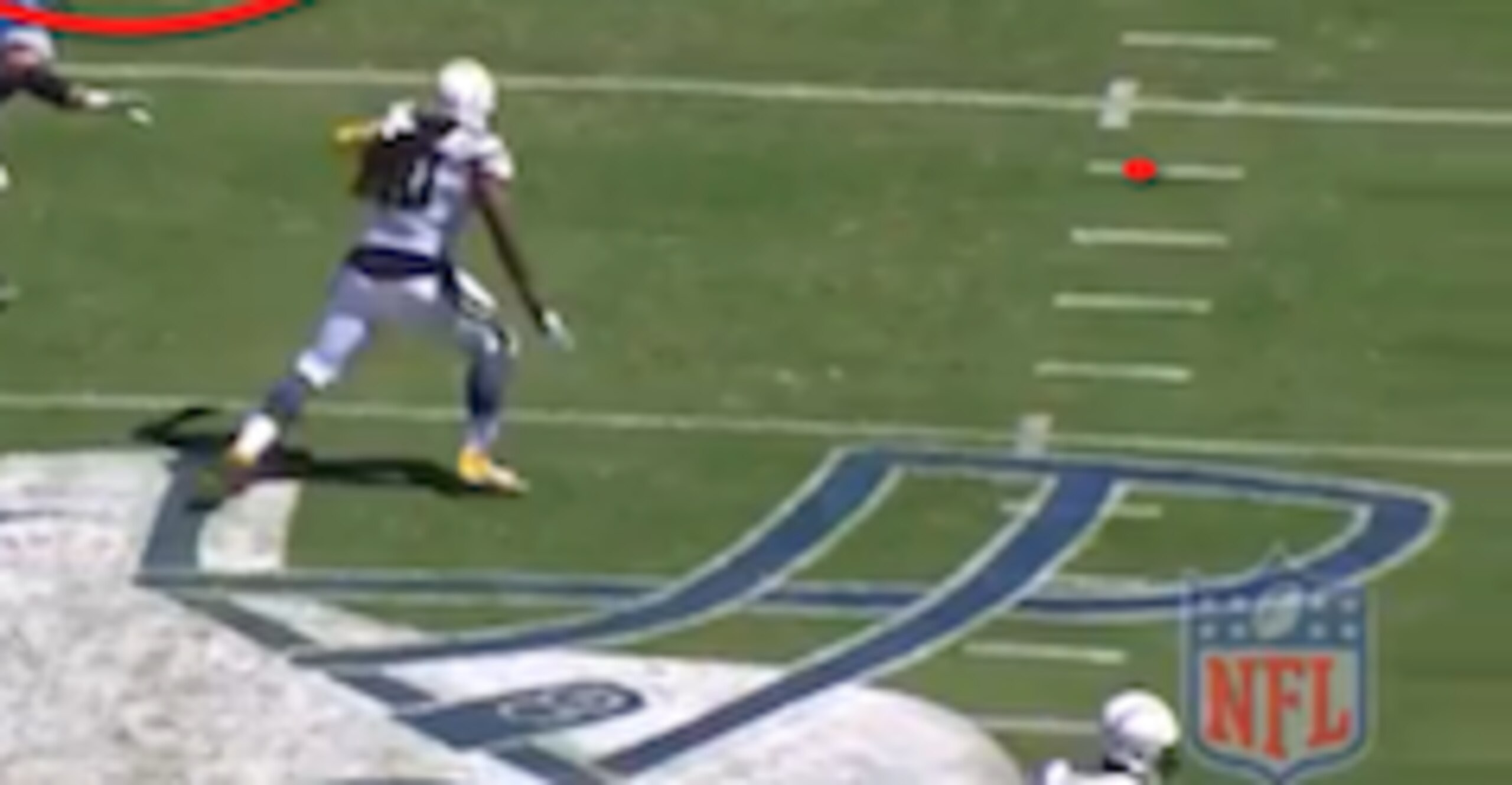 Emanuel crushes Stafford while he attempts to escape. San Diego achieved a sack using only two rushers.