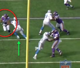 Kendricks' drop into pass coverage was a fake; Bell loses his balance, Smith blows into the offensive line and Barr comes clean.