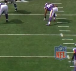 Barr and Kendricks lined up in opposite A gaps this time; Smith is also on the opposite side of the formation.