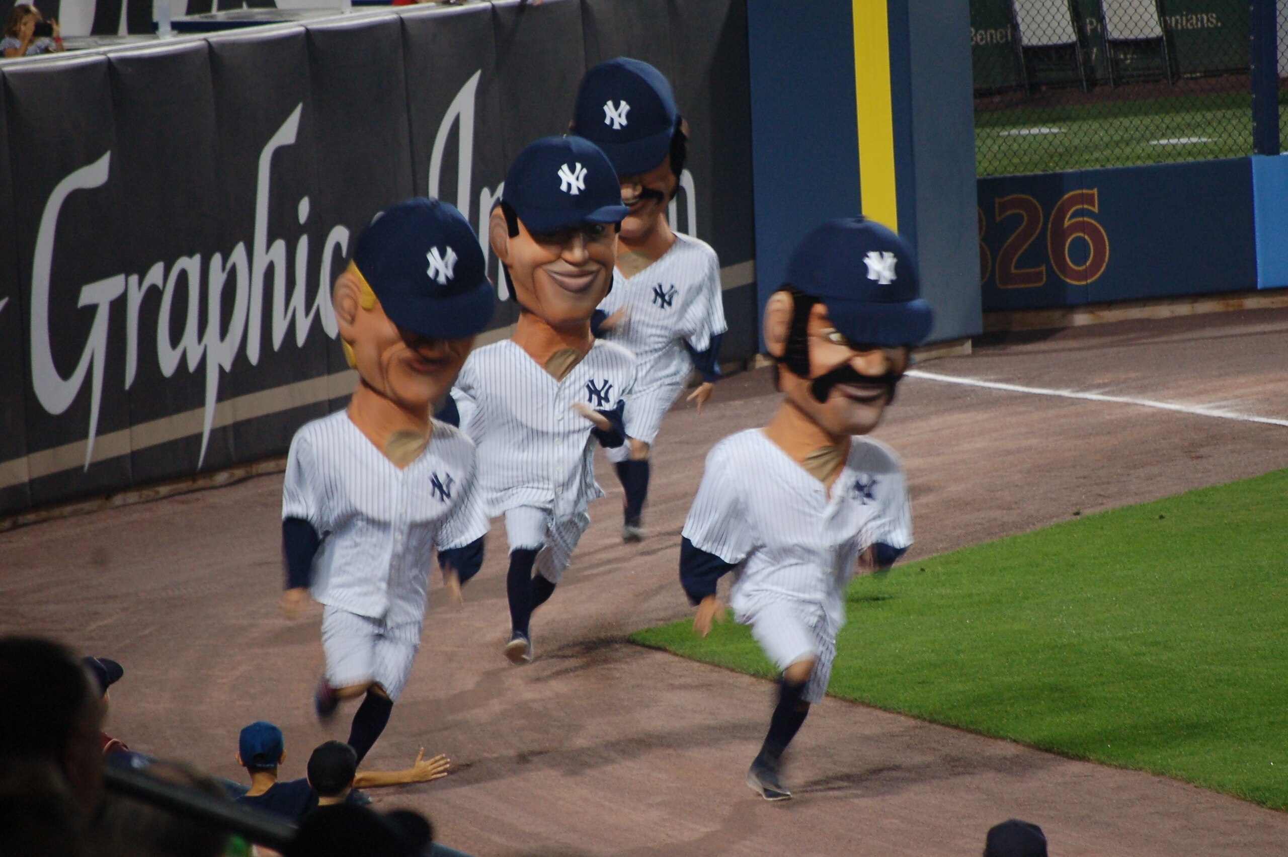 The Legends race features Joe DiMaggio, Thurman Munson, Mickey Mantle and Billy Martin.