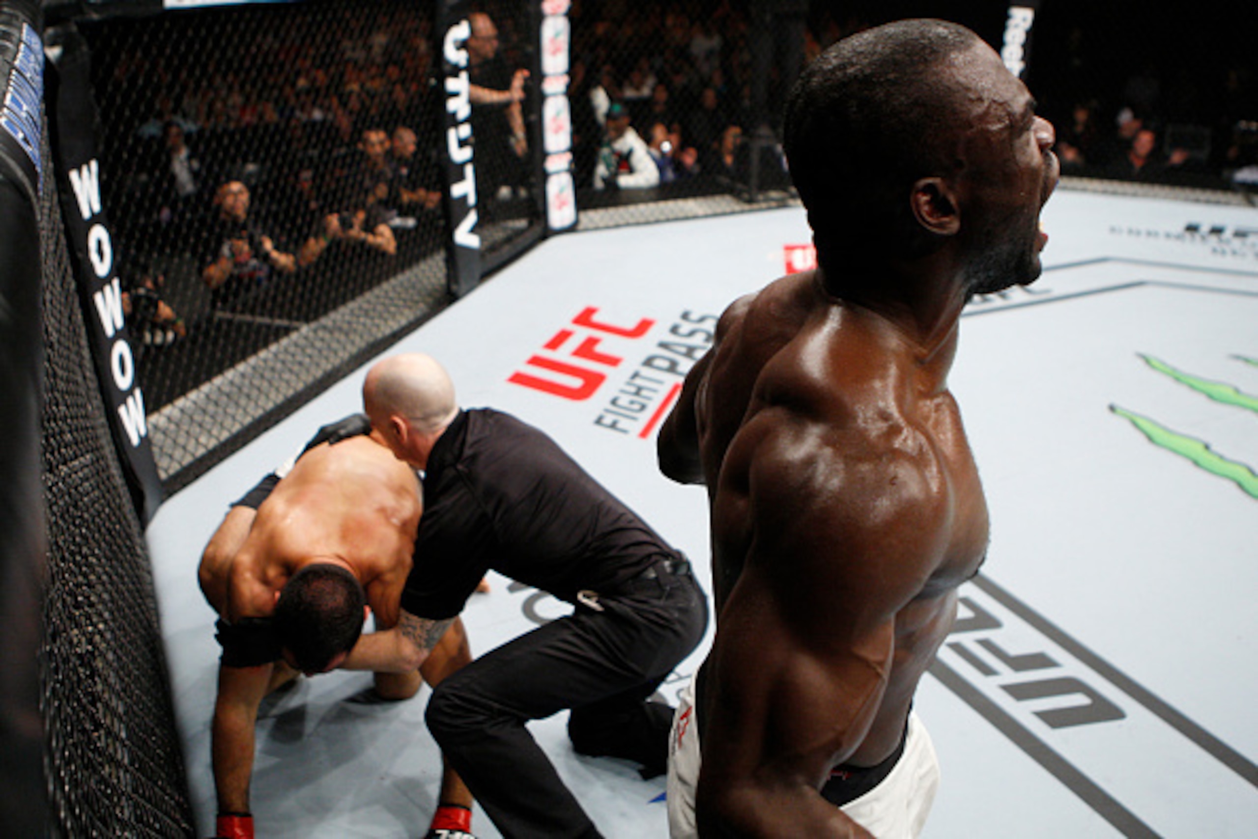 SAITAMA, JAPAN - SEPTEMBER 27: Uriah Hall of Jamaica celebrates his win over Gegard Mousaasi of Iran in their middleweight bout during the UFC event at the Saitama Super Arena on September 27, 2015 in Saitama, Japan. (Photo by Mitch Viquez/Zuffa LLC/Zuffa