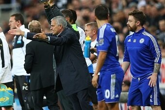 Chelsea's Portuguese manager Jose Mourinho gestures from the touchline during the English Premier League football match between Newcastle United and Chelsea at St James' Park in Newcastle-upon-Tyne, north east England, on September 26, 2015. The game fini