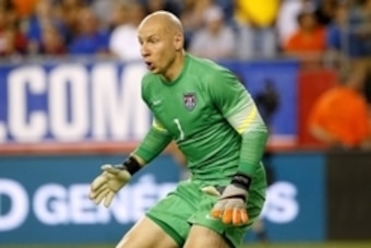 Sep 8, 2015; Foxborough, Mass, USA; United States goalkeeper Brad Guzan (1) during the first half against Brazil at Gillette Stadium. Mandatory Credit: Winslow Townson-USA TODAY Sports