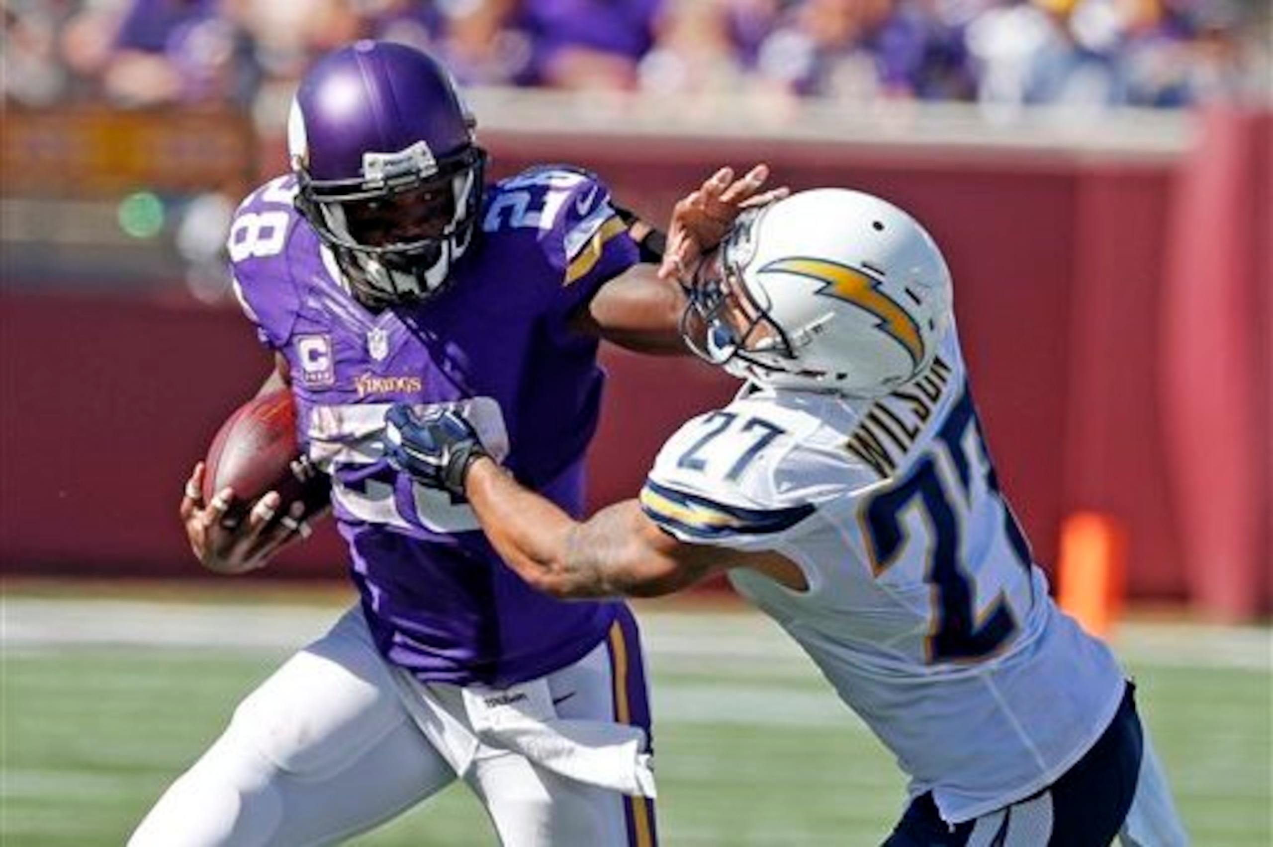 Adrian Peterson ran for more than 100 yards in his second-straight game Sunday against the Chargers.