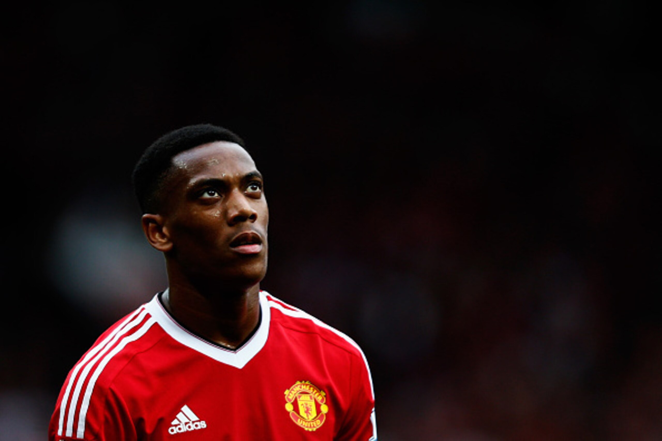 MANCHESTER, ENGLAND - SEPTEMBER 26:  Anthony Martial of Manchester United looks on during the Barclays Premier League match between Manchester United and Sunderland at Old Trafford on September 26, 2015 in Manchester, United Kingdom.  (Photo by Dean Mouht