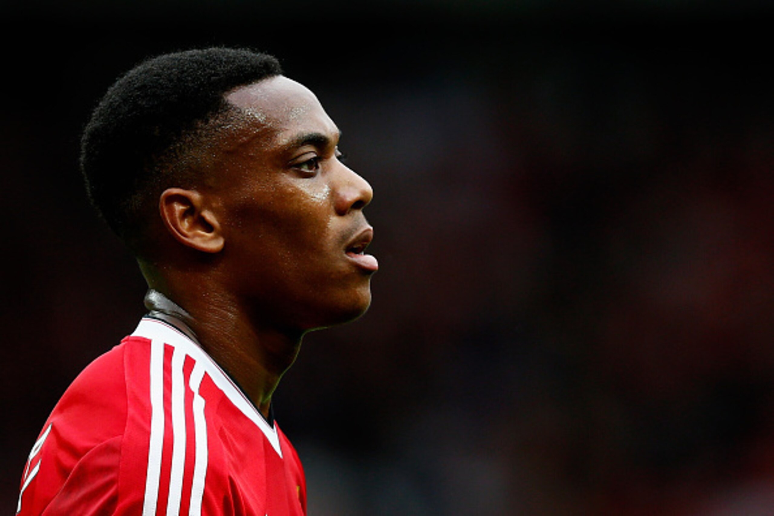 MANCHESTER, ENGLAND - SEPTEMBER 26: Anthony Martial of Manchester United looks on during the Barclays Premier League match between Manchester United and Sunderland at Old Trafford on September 26, 2015 in Manchester, United Kingdom. (Photo by Dean Mouht MANCHESTER, ENGLAND - SEPTEMBER 26: Anthony Martial of Manchester United looks on during the Barclays Premier League match between Manchester United and Sunderland at Old Trafford on September 26, 2015 in Manchester, United Kingdom. (Photo by Dean Mouht