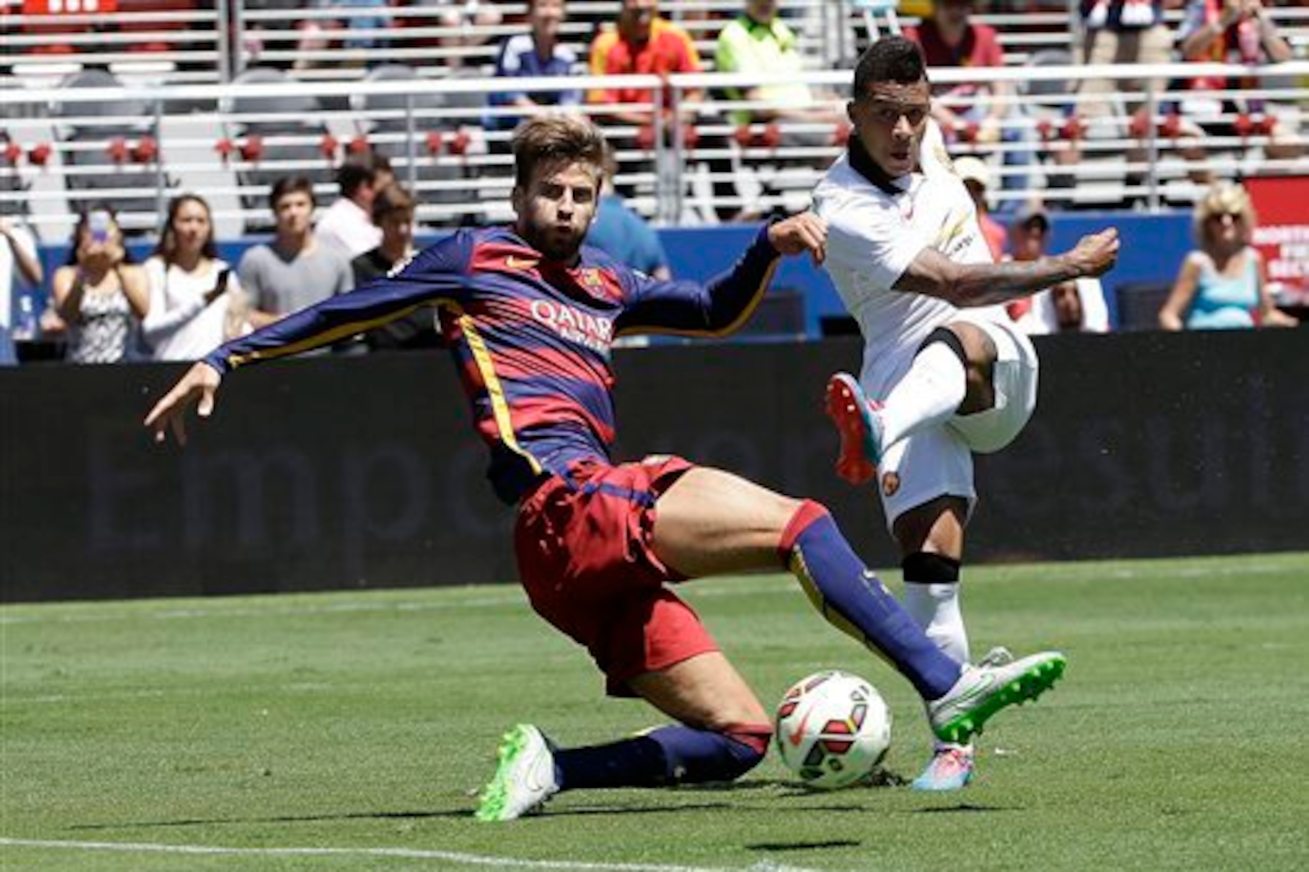 Pique in ICC Tournament action against Manchester United