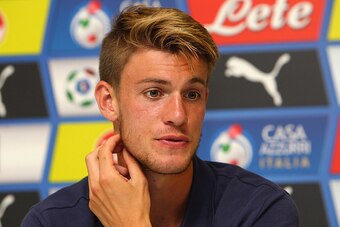 COMO, ITALY - JUNE 04:  Daniele Rugani of Italy U21 speaks to the media during a press conference at the club's training ground on June 4, 2015 in Appiano Gentile Como, Italy.  (Photo by Marco Luzzani/Getty Images)
