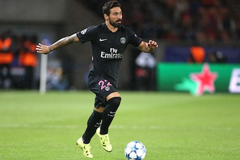 PARIS - SEPTEMBER 15: Ezequiel Lavezzi of PSG in action during the UEFA Champions League match between Paris Saint-Germain (PSG) and Malmo FF at Parc des Princes stadium on September 15, 2015 in Paris, France. (Photo by Jean Catuffe/Getty Images)