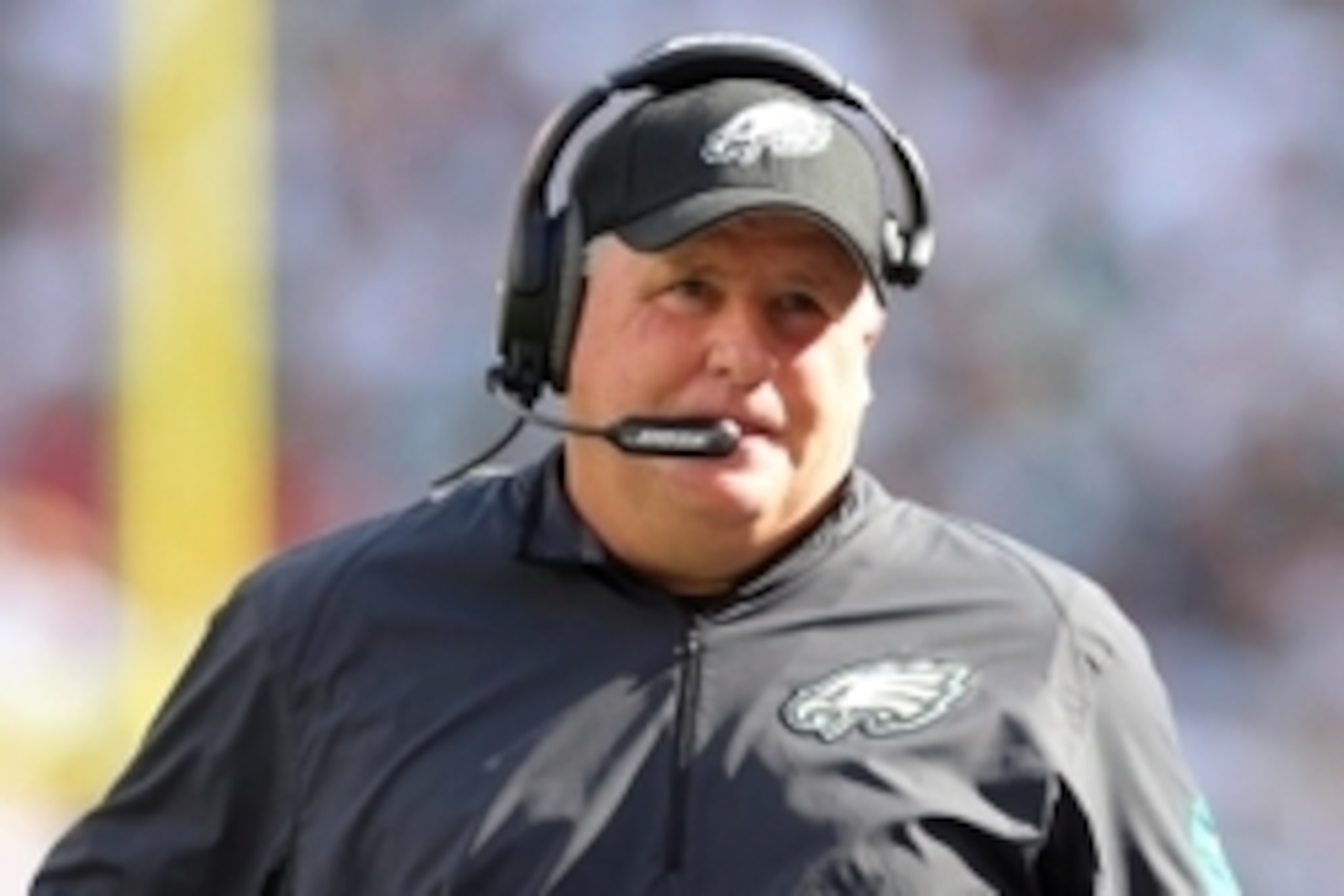 Sep 27, 2015; East Rutherford, NJ, USA; Philadelphia Eagles head coach Chip Kelly coaches against the New York Jets during the third quarter at MetLife Stadium. Mandatory Credit: Brad Penner-USA TODAY Sports