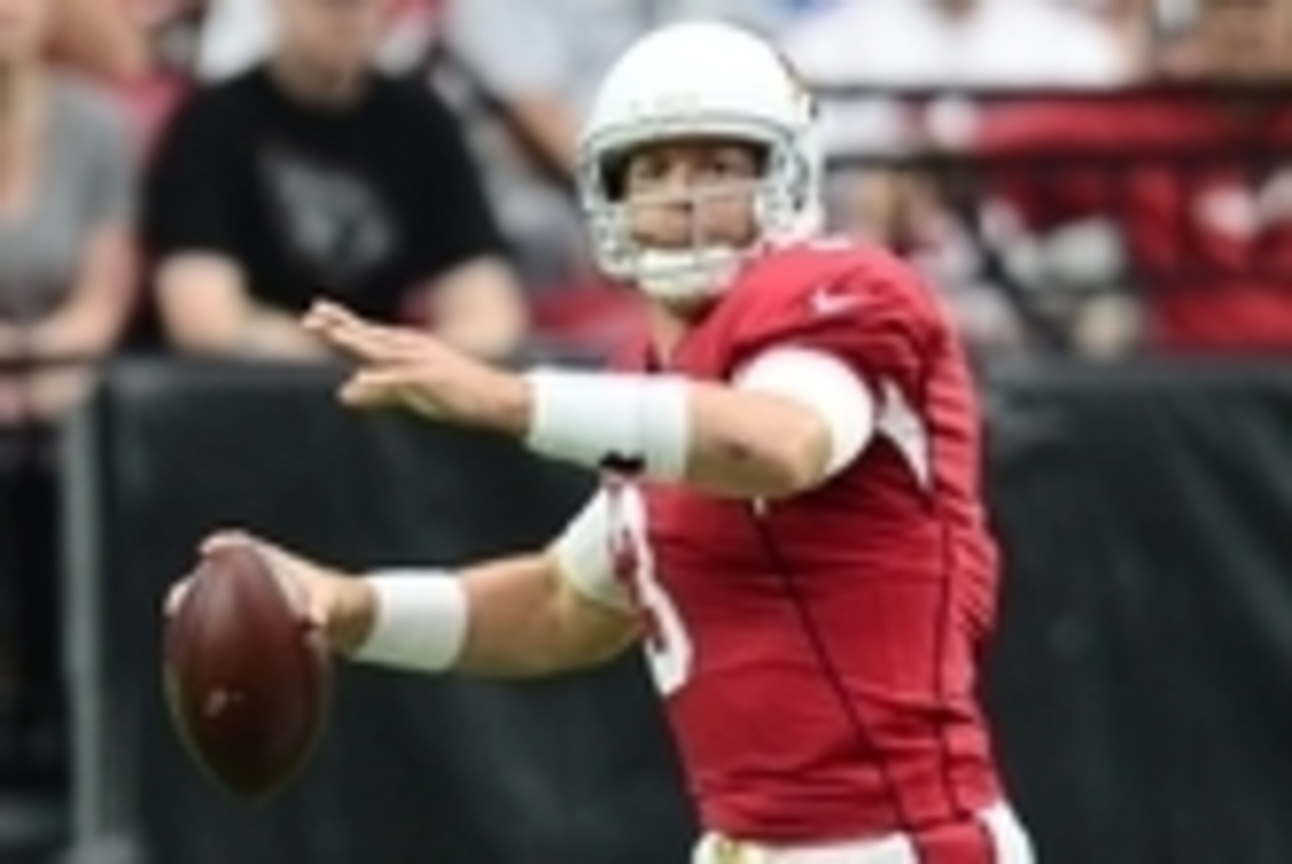 Sep 27, 2015; Glendale, AZ, USA; Arizona Cardinals quarterback Carson Palmer (3) throws a pass against the San Francisco 49ers during the first half at University of Phoenix Stadium. The Cardinals won 47-7. Mandatory Credit: Joe Camporeale-USA TODAY Sport