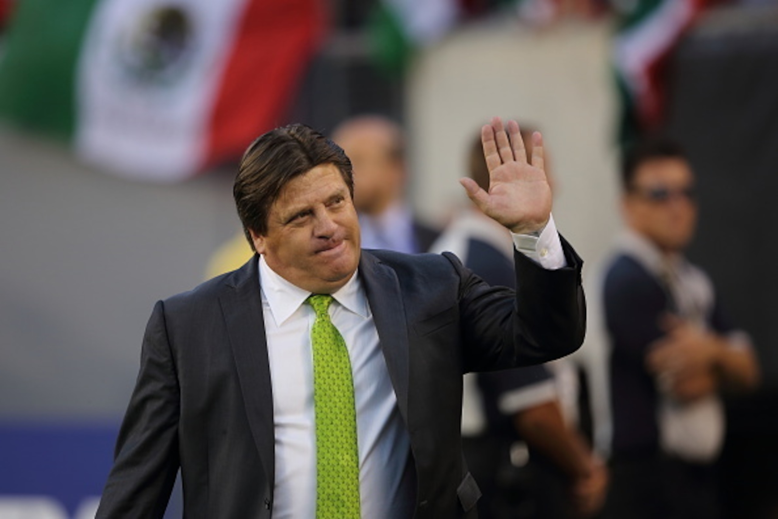 PHILADELPHIA, PA  - JULY 26:  Miguel Herrera the head coach / manager of Mexico during the 2015 CONCACAF Gold Cup Final match between Jamaica and Mexico at Lincoln Financial Field on July 26, 2015 in Philadelphia,Pennsylvania.  (Photo by Matthew Ashton - 