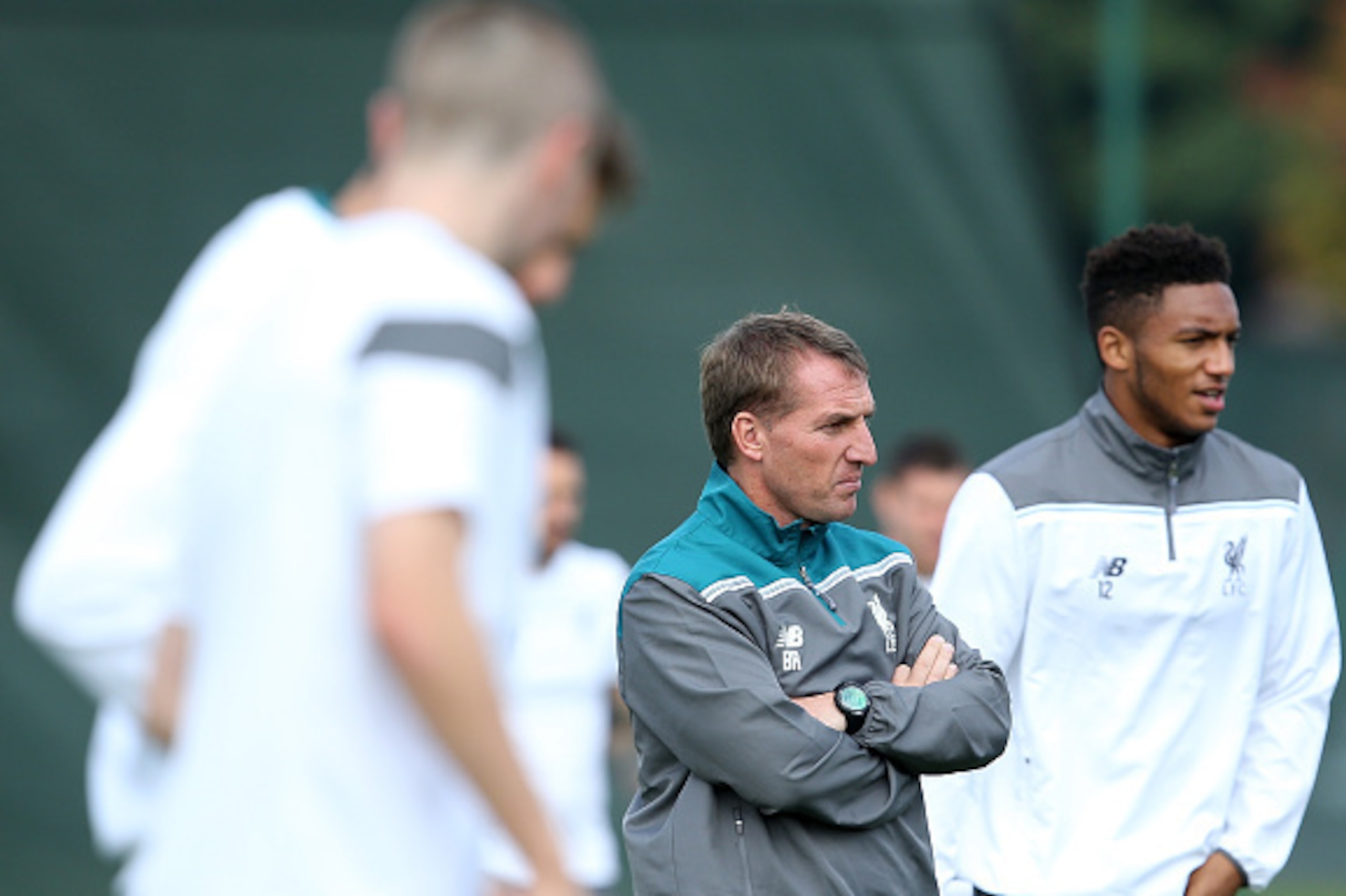 LIVERPOOL, ENGLAND - SEPTEMBER 30:  Liverpool Manager Brendan Rodgers looks on during a Liverpool FC training session at Melwood Training Ground on September 30, 2015 in Liverpool, England.  (Photo by Jan Kruger/Getty Images)