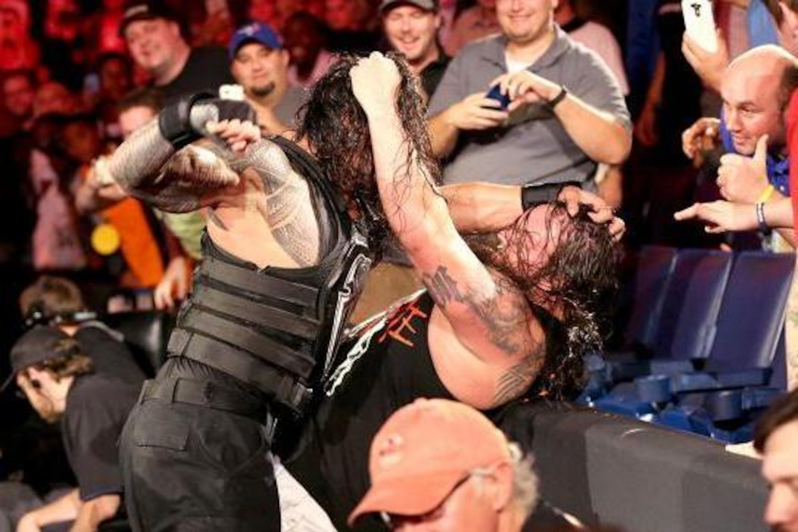 Roman Reigns and Bray Wyatt battle on Raw.