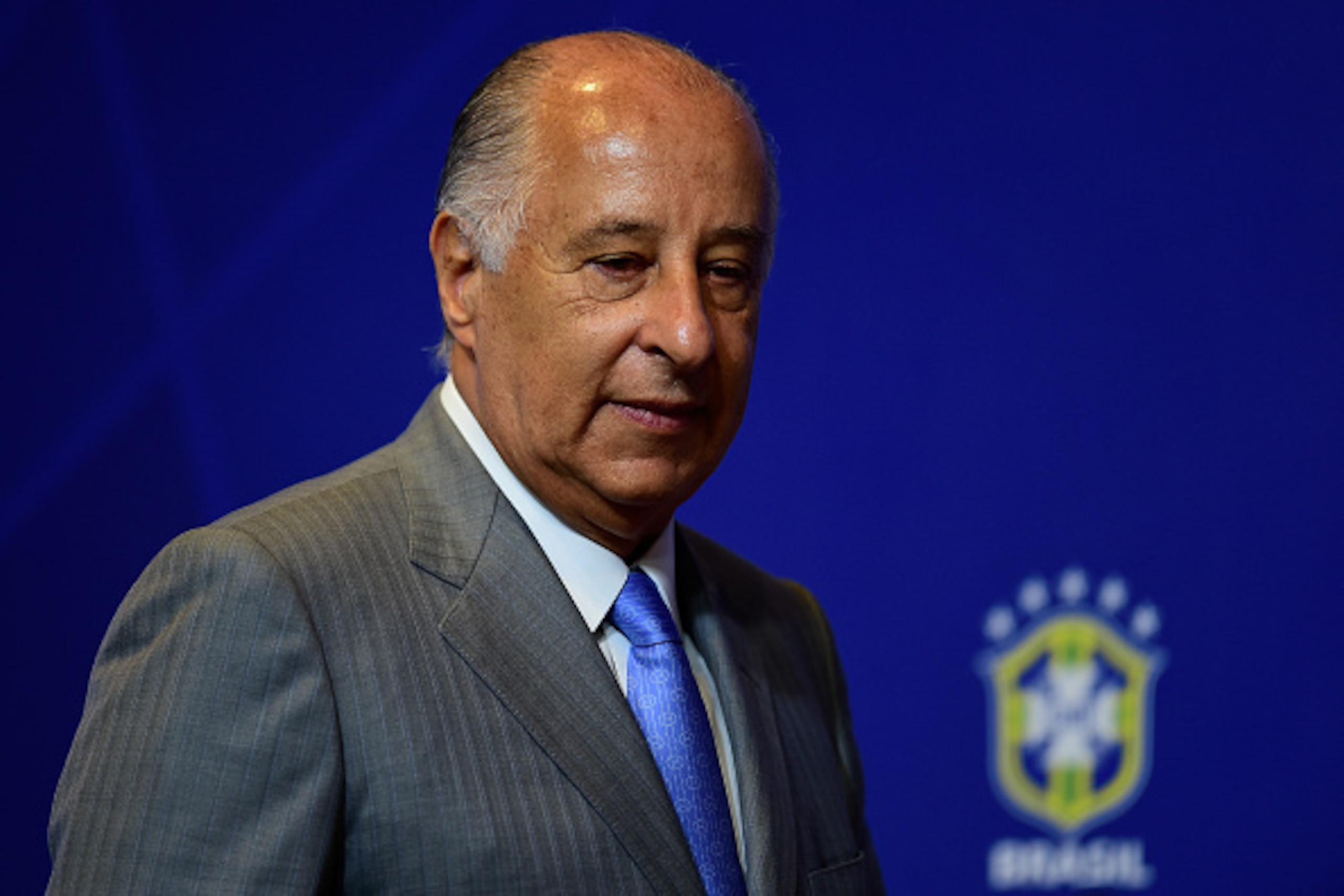 RIO DE JANEIRO, BRAZIL - SEPTEMBER 17:  President of the Brazilian Football Confederation (CBF) Marco Polo Del Nero arrives before press conference for announce Brazilian Squad for 2018 FIFA World Cup Russia Qualifiers - Press Conference on September 17, 