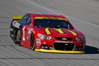 Sep 20, 2015; Joliet, IL, USA; NASCAR Sprint Cup Series driver Jamie Mcmurray (1) during the MyAfibRisk.com 400 at Chicagoland Speedway. Mandatory Credit: Jasen Vinlove-USA TODAY Sports