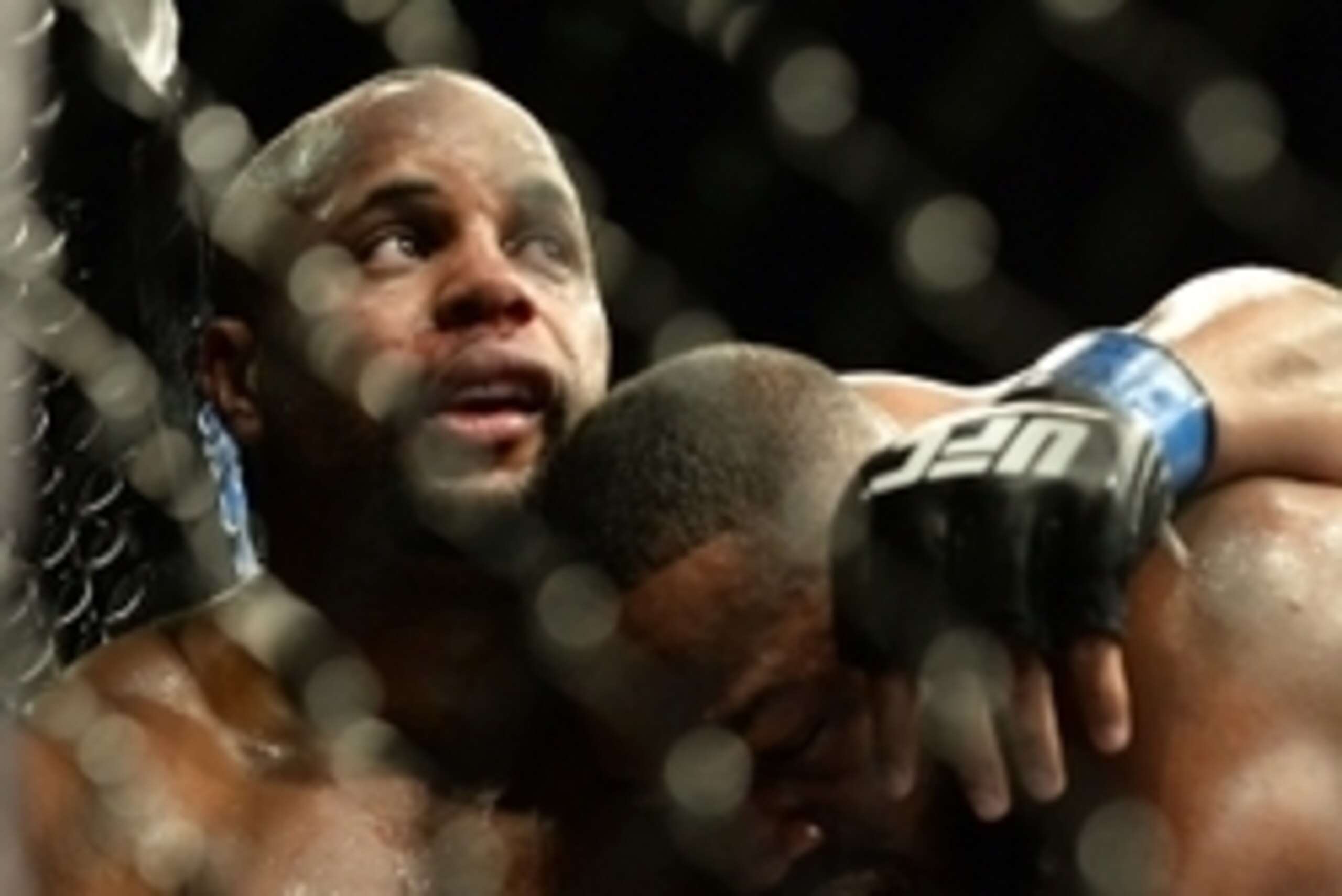 Jan 3, 2015; Las Vegas, NV, USA; Jon Jones (red gloves) and Daniel Cormier (blue gloves) compete during their light heavyweight title fight at UFC 182 at the MGM Grand Garden Arena. Jones won. Mandatory Credit: Jayne Kamin-Oncea-USA TODAY Sports