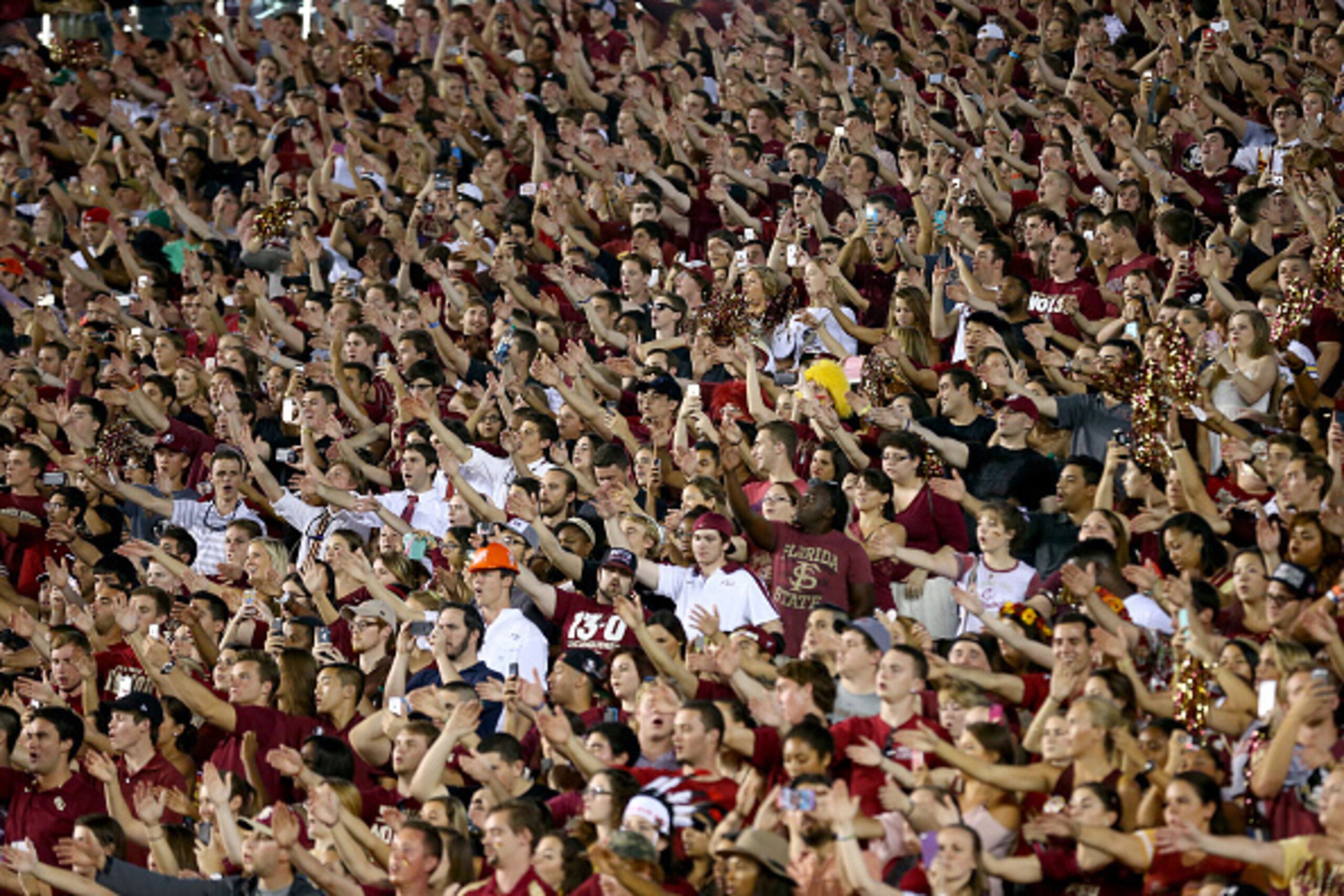 TALLAHASSEE, FL - OCTOBER 18:  Fans of the Florida State Seminoles during their game at Doak Campbell Stadium on October 18, 2014 in Tallahassee, Florida.  (Photo by Streeter Lecka/Getty Images)