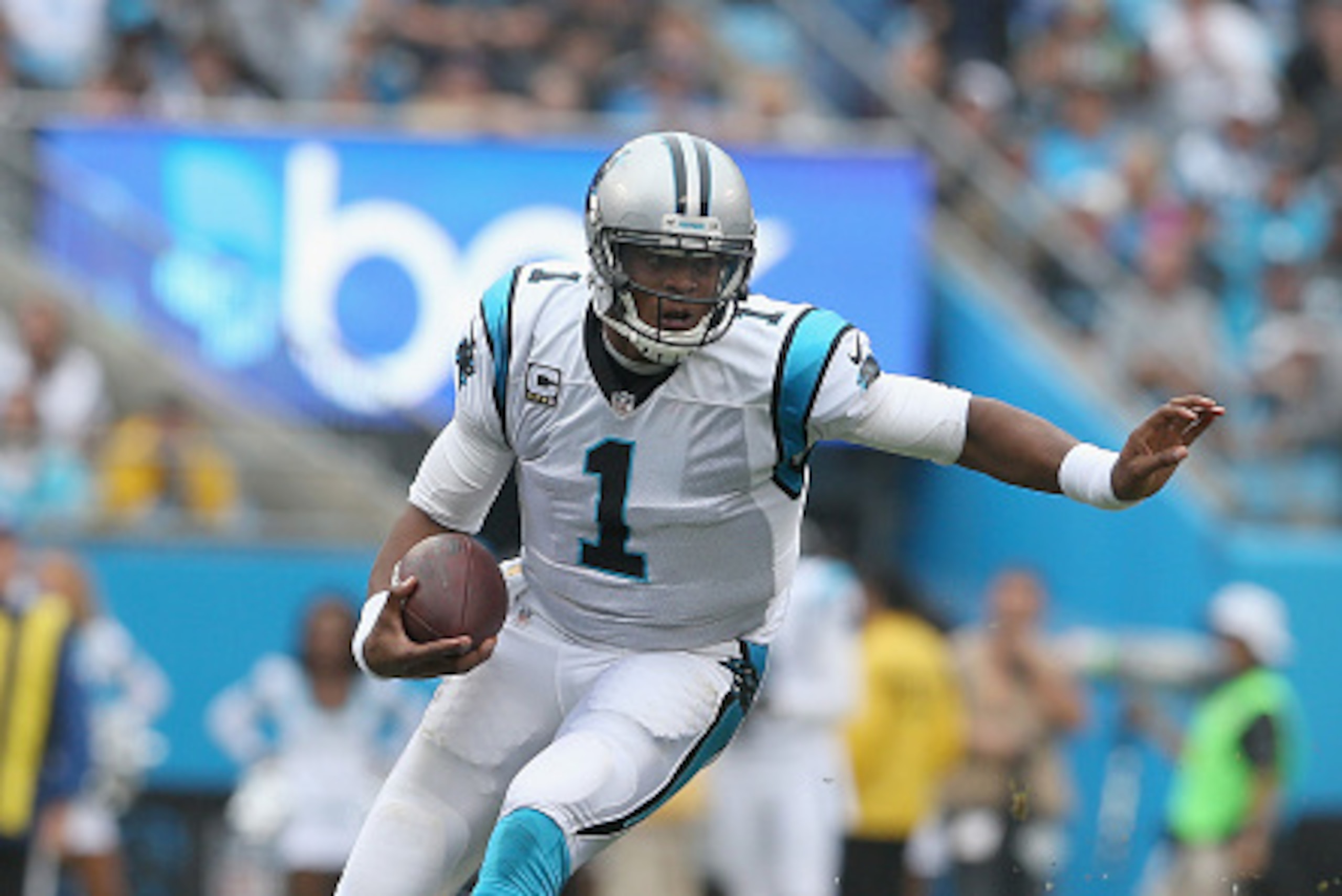 CHARLOTTE, NC - SEPTEMBER 27: Cam Newton #1 of the Carolina Panthers during their game at Bank of America Stadium on September 27, 2015 in Charlotte, North Carolina. (Photo by Streeter Lecka/Getty Images) CHARLOTTE, NC - SEPTEMBER 27: Cam Newton #1 of the Carolina Panthers during their game at Bank of America Stadium on September 27, 2015 in Charlotte, North Carolina. (Photo by Streeter Lecka/Getty Images)