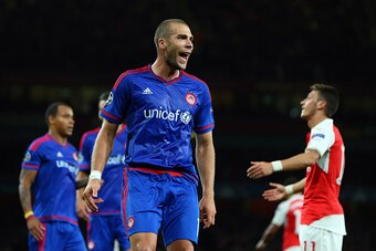 LONDON, ENGLAND - SEPTEMBER 29:  Pajtim Kasami of Olympiacos during the UEFA Champions League match between Arsenal and Olympiacos at the Emirates Stadium on September 29, 2015 in London, United Kingdom.  (Photo by Catherine Ivill - AMA/Getty Images)