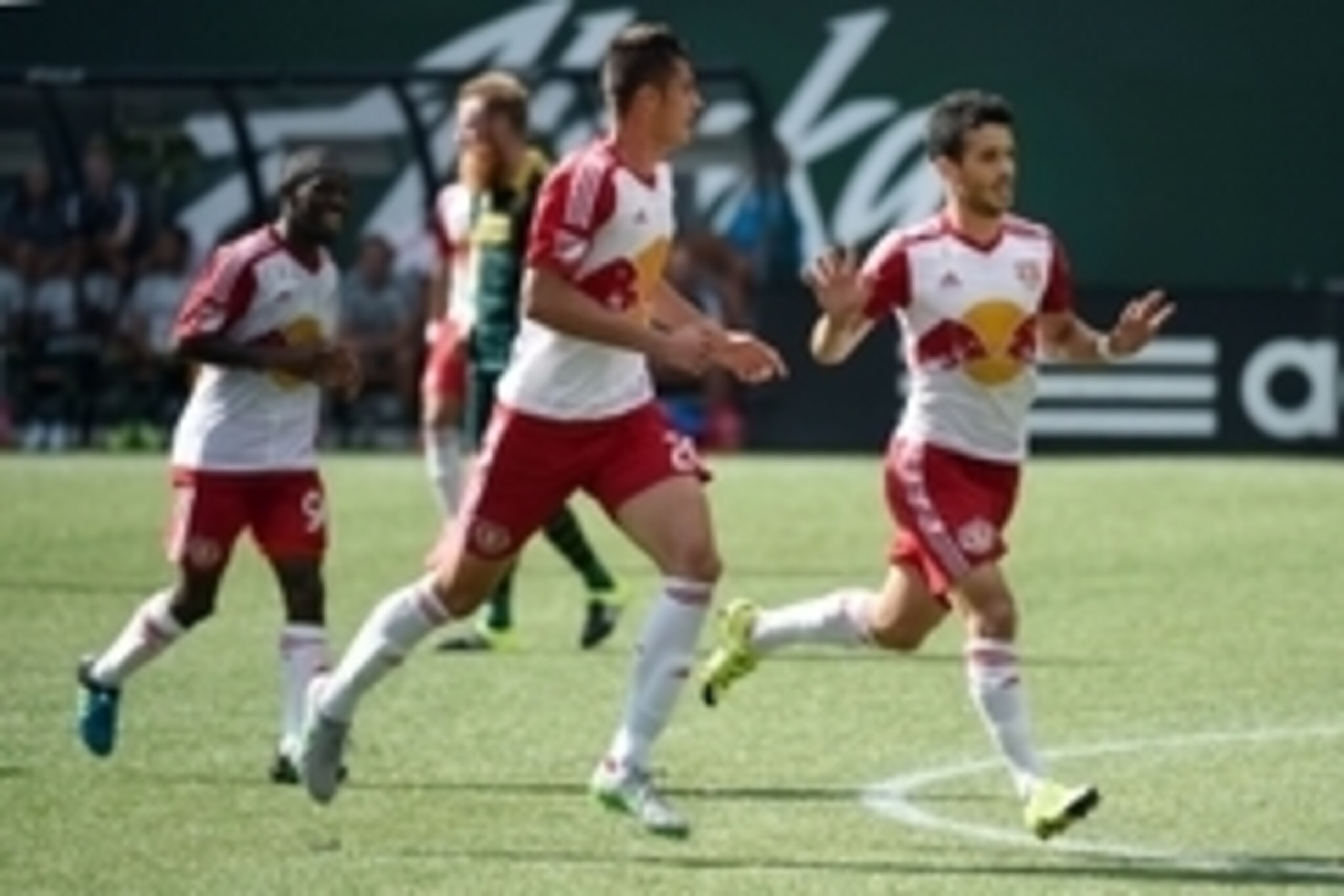 Sep 20, 2015; Portland, OR, USA; New York Red Bulls midfielder Felipe Martins (8) celebrates after scoring a goal during the first half of the game against the Portland Timbers at Providence Park. Mandatory Credit: Steve Dykes-USA TODAY Sports Sep 20, 2015; Portland, OR, USA; New York Red Bulls midfielder Felipe Martins (8) celebrates after scoring a goal during the first half of the game against the Portland Timbers at Providence Park. Mandatory Credit: Steve Dykes-USA TODAY Sports