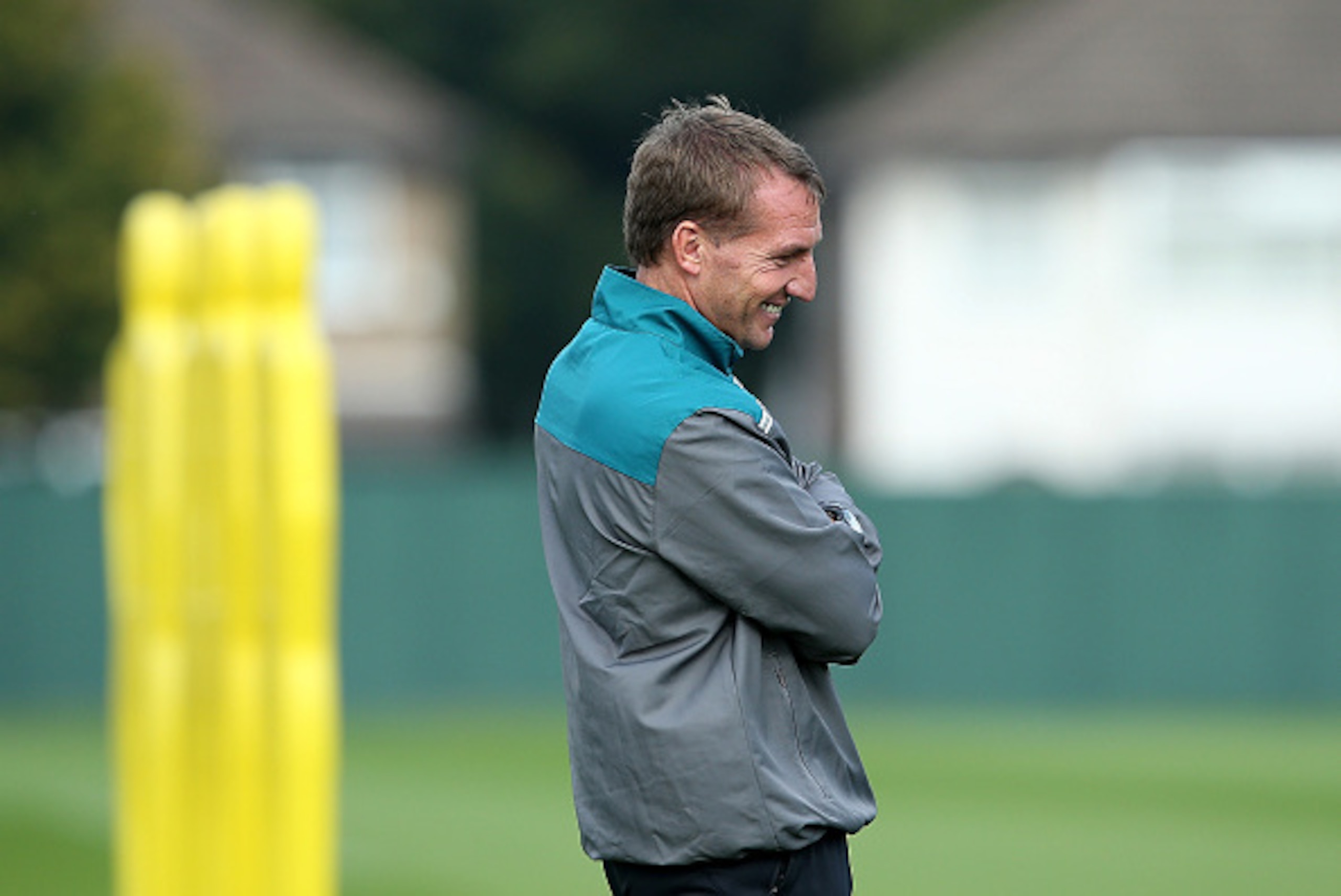 LIVERPOOL, ENGLAND - SEPTEMBER 30:  Liverpool Manager Brendan Rodgers looks on during a Liverpool FC training session at Melwood Training Ground on September 30, 2015 in Liverpool, England.  (Photo by Jan Kruger/Getty Images)