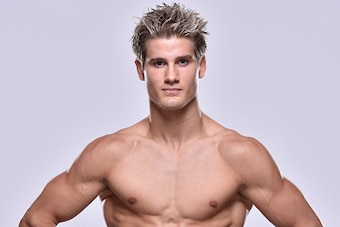 HOUSTON, TX - OCTOBER 01:  UFC lightweight Sage Northcutt poses for a portrait during a UFC photo session inside the Westin Houston on October 1, 2015 in Houston, Texas. (Photo by Jeff Bottari/Zuffa LLC/Zuffa LLC via Getty Images)