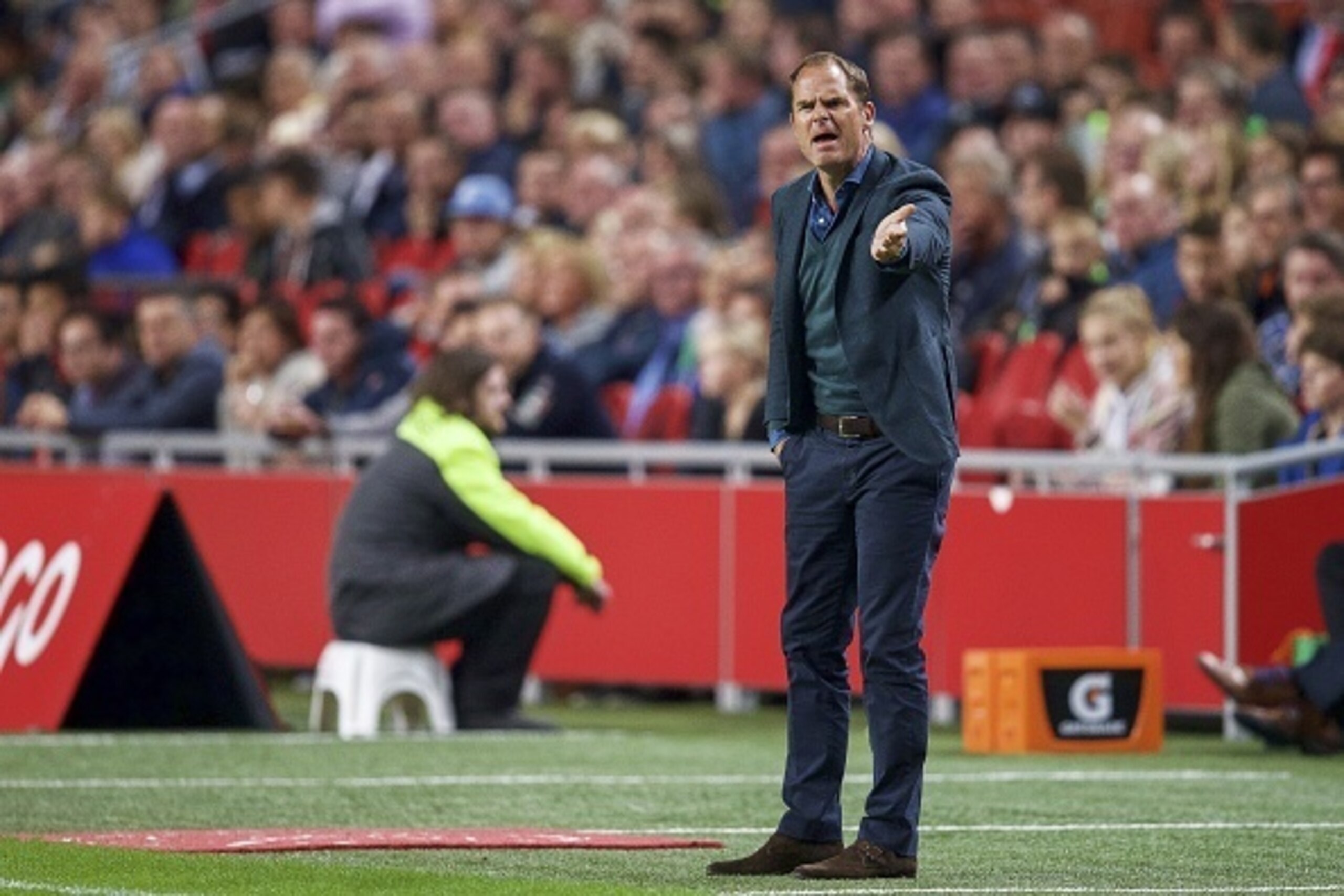 coach Frank de Boer of Ajax during the Dutch Eredivisie match between Ajax Amsterdam and FC Groningen at the Amsterdam Arena on September 26, 2015 in Amsterdam, The Netherlands(Photo by VI Images via Getty Images)
