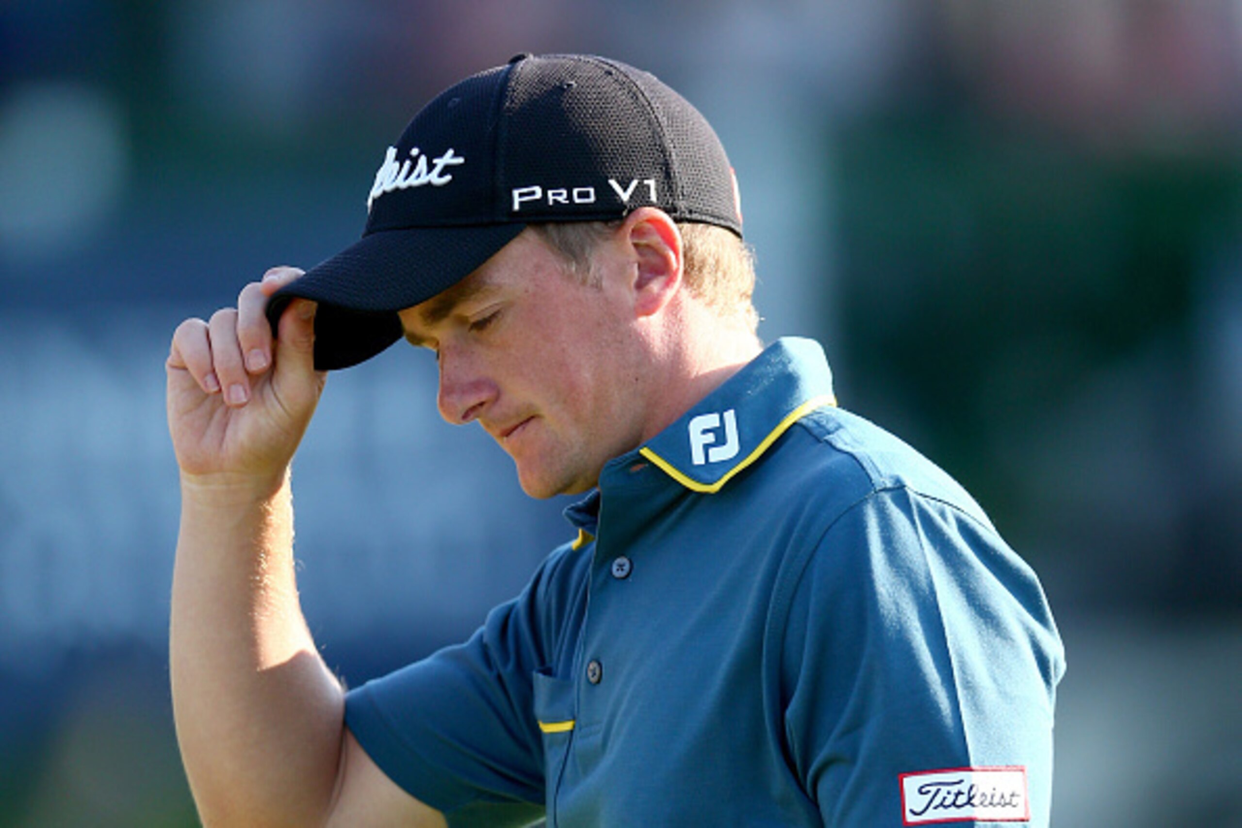 ST ANDREWS, SCOTLAND - OCTOBER 02:  Paul Dunne of Ireland reacts after finishing his round on the 18th green during the second round of the 2015 Alfred Dunhill Links Championship at The Old Course on October 2, 2015 in St Andrews, Scotland.  (Photo by Mar